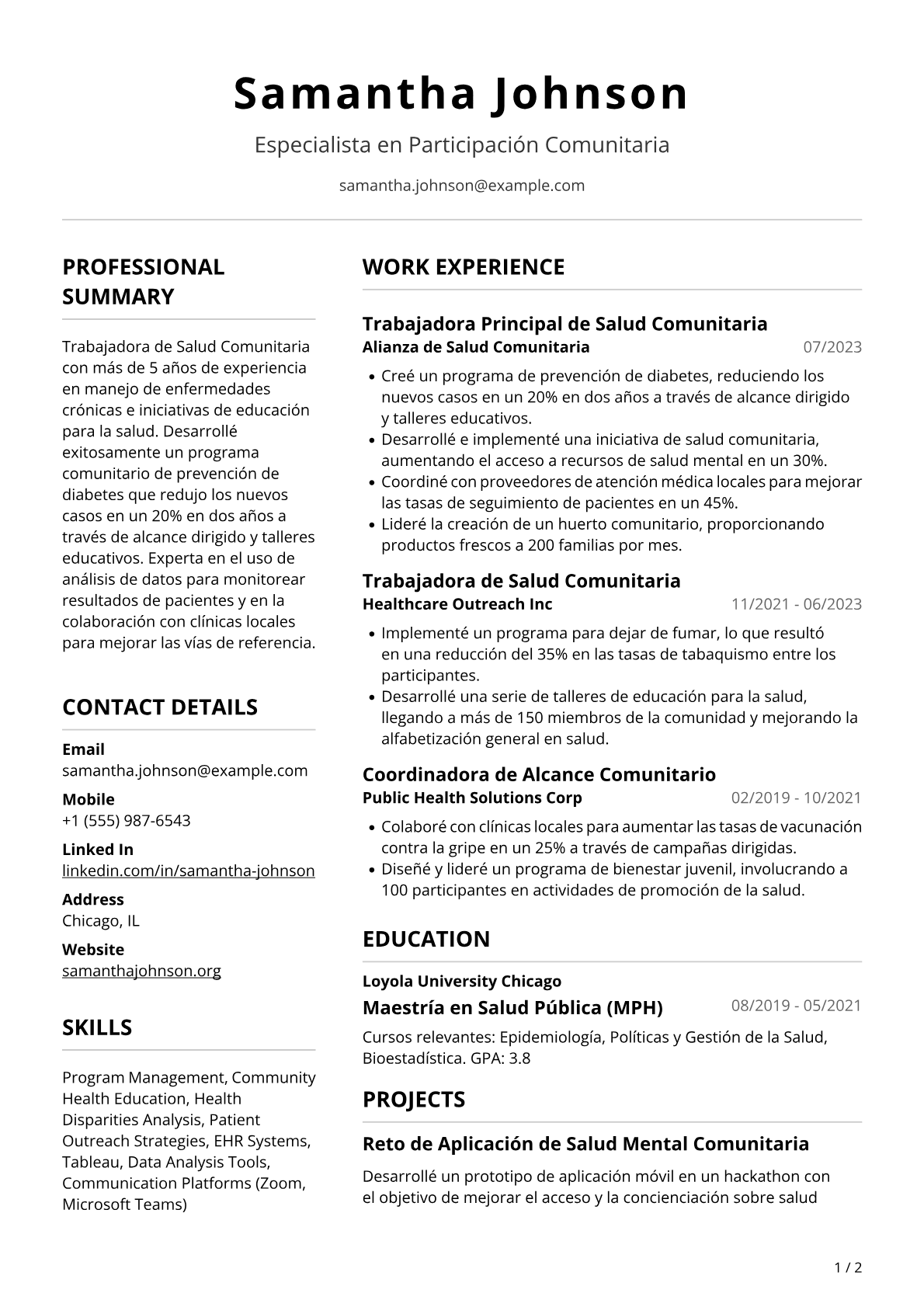 Trabajadora de Salud Comunitaria
