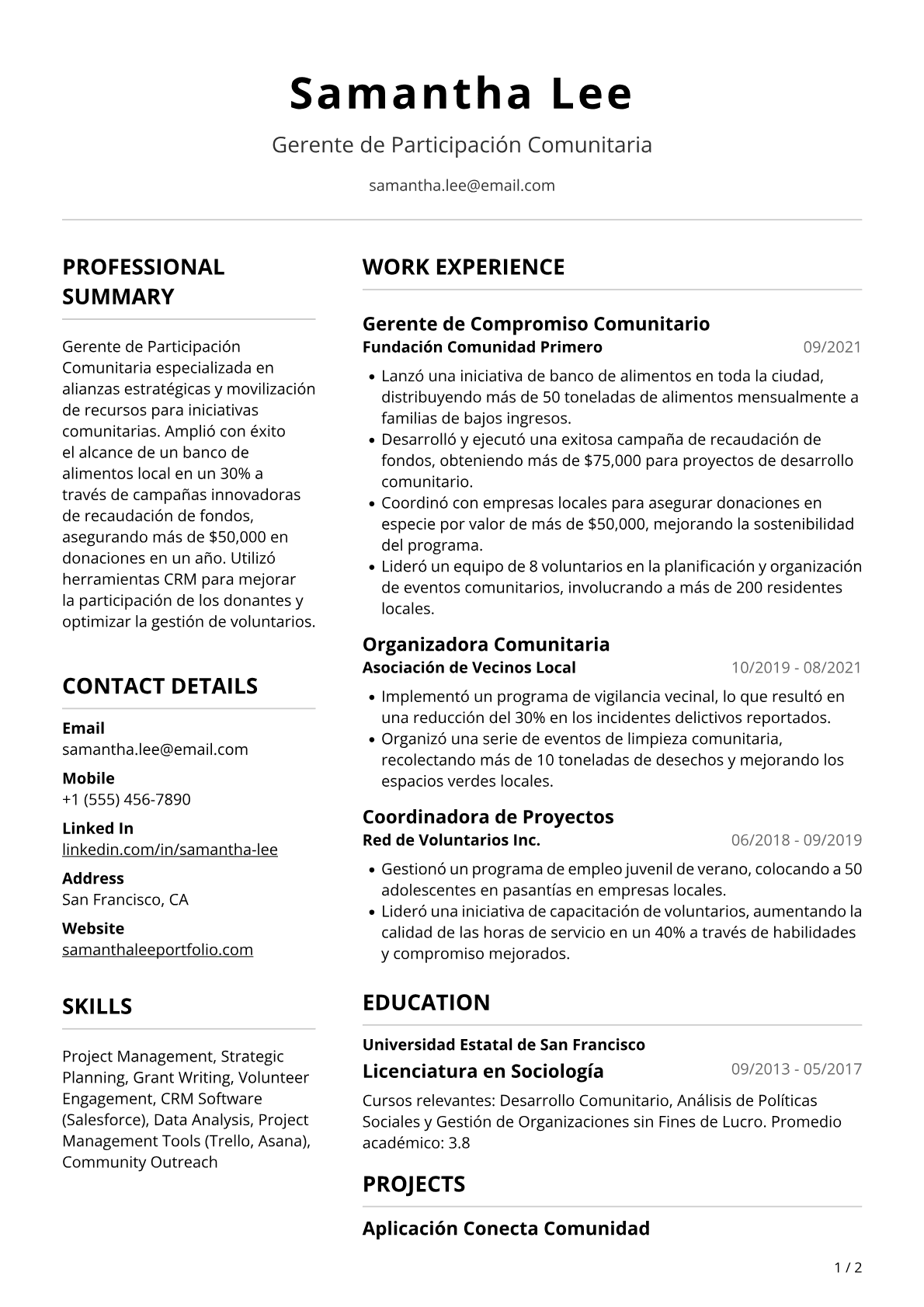 Gerente de Participación Comunitaria