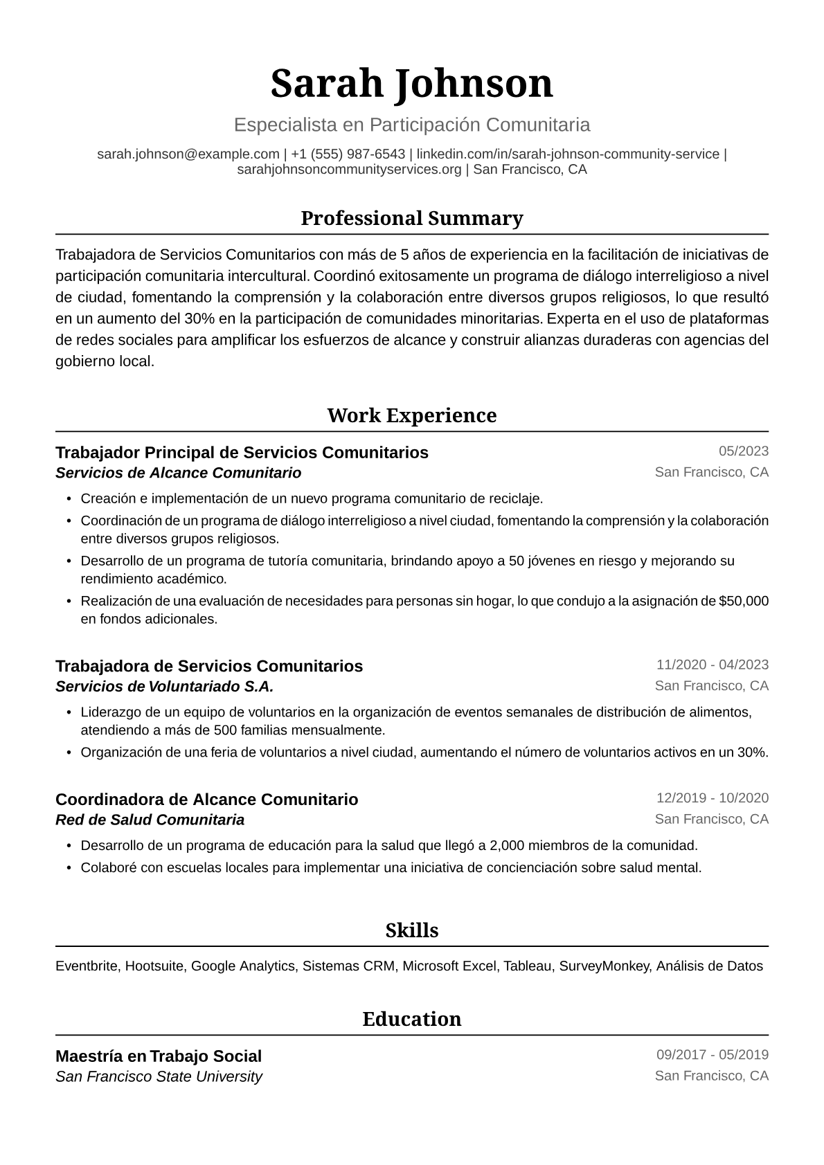 Trabajadora de Servicios Comunitarios