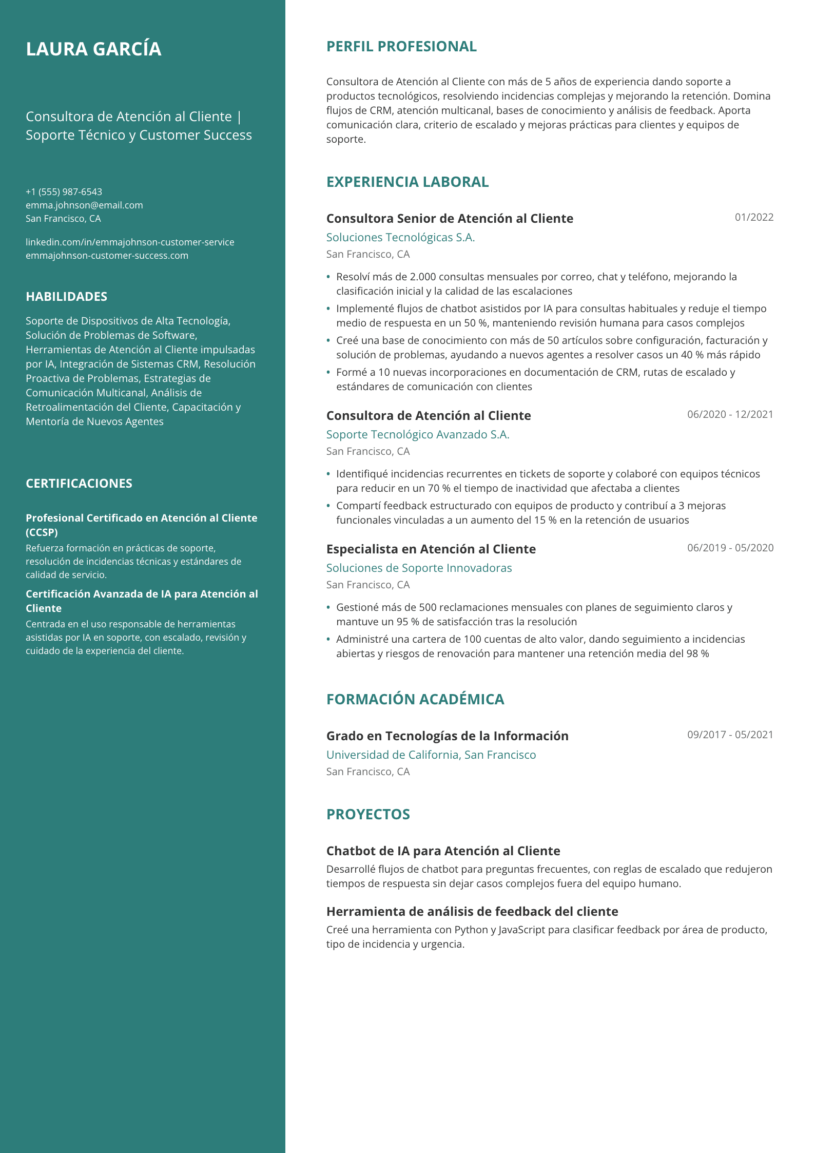Consultora de Atención al Cliente