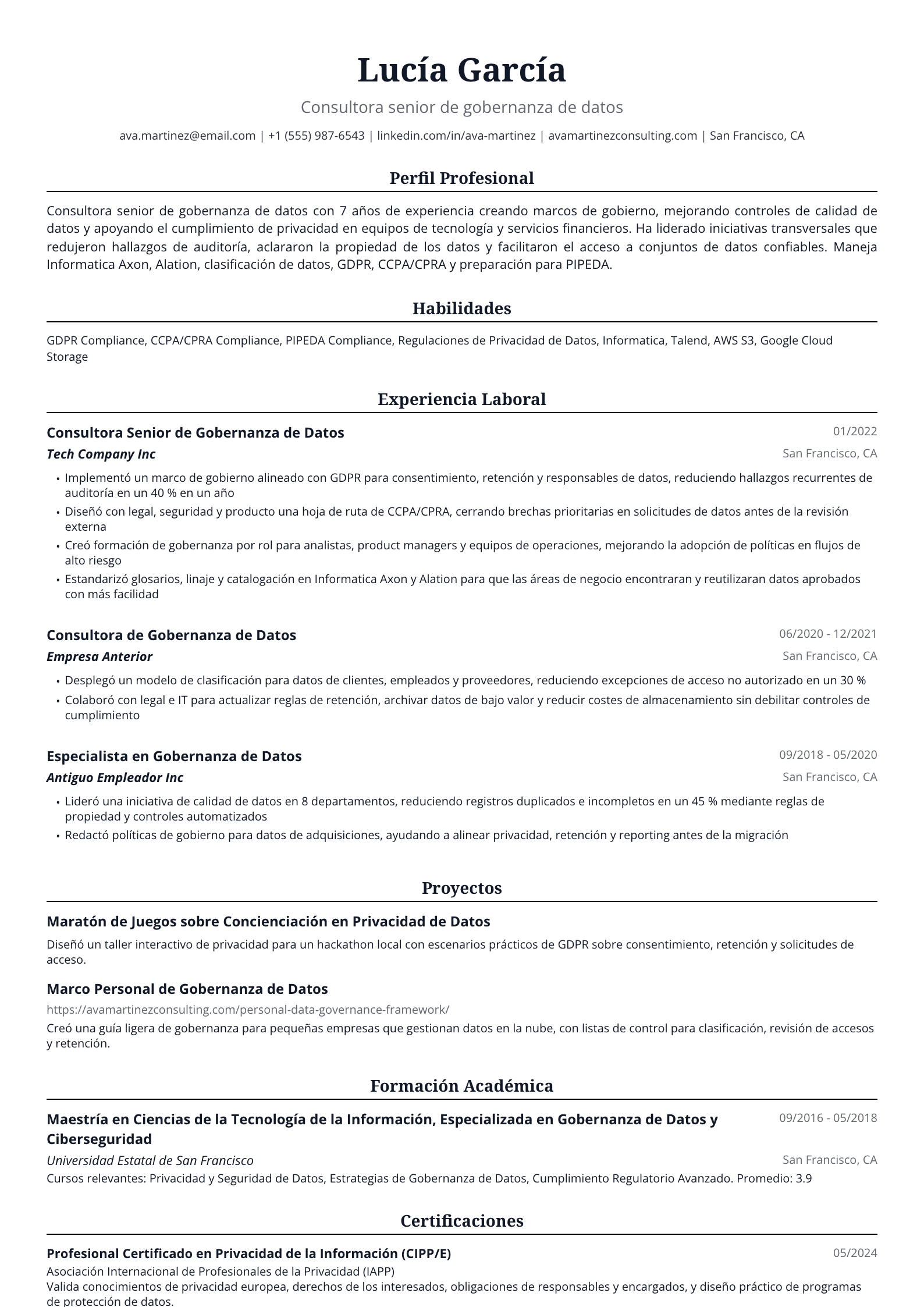 Consultora de gobernanza de datos