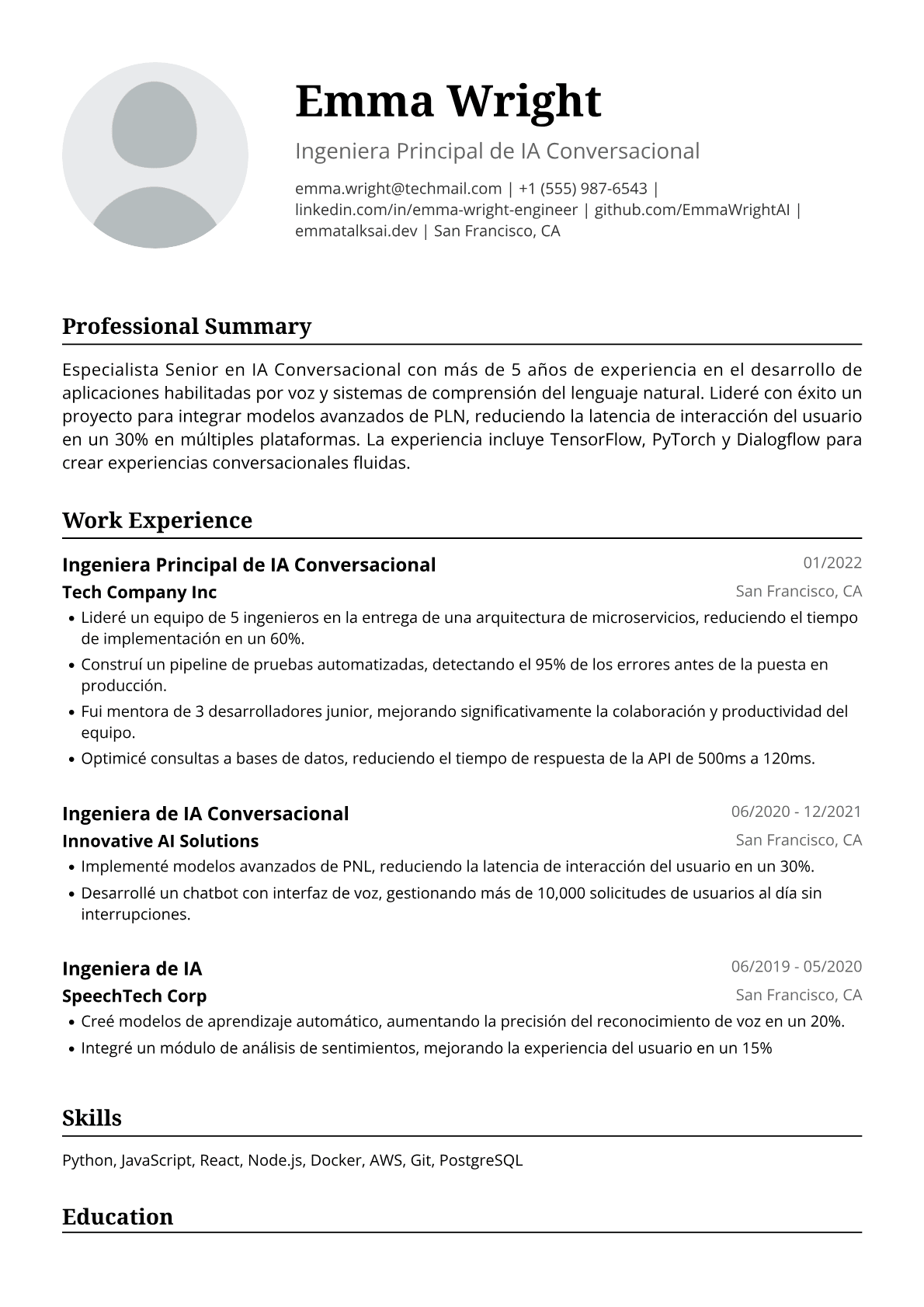 Ingeniera de IA Conversacional