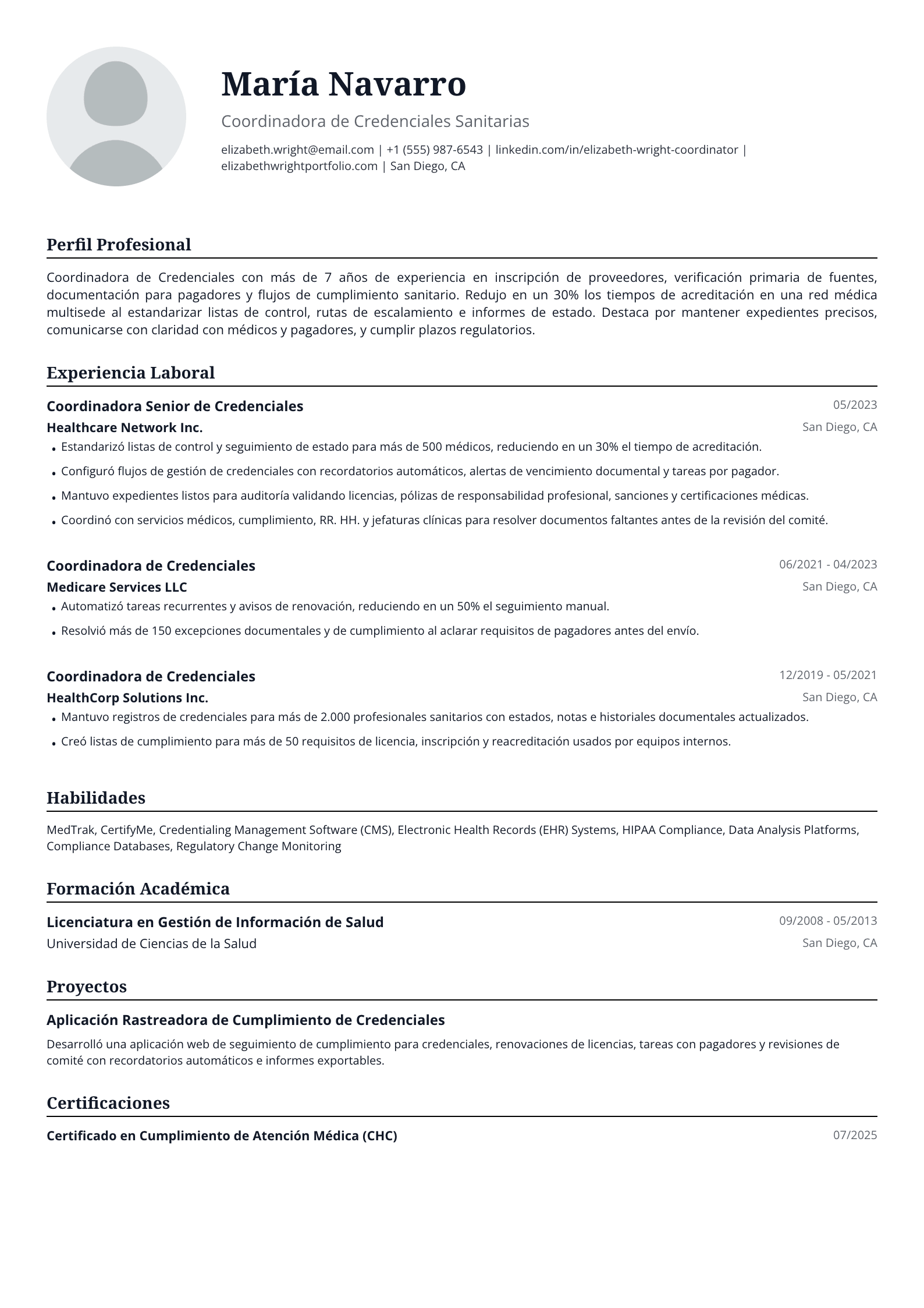 Coordinadora de Credenciales