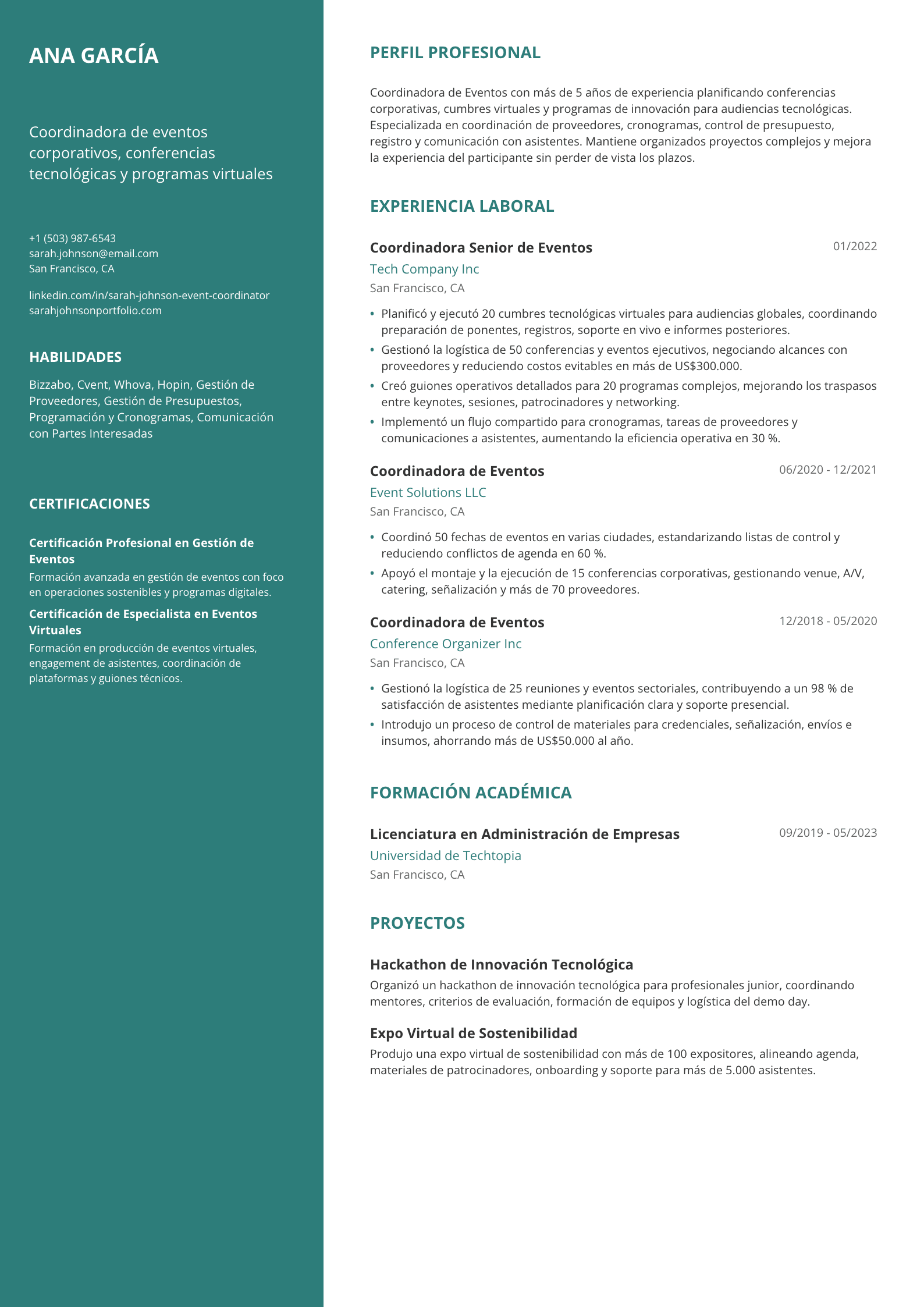 Coordinadora de Eventos