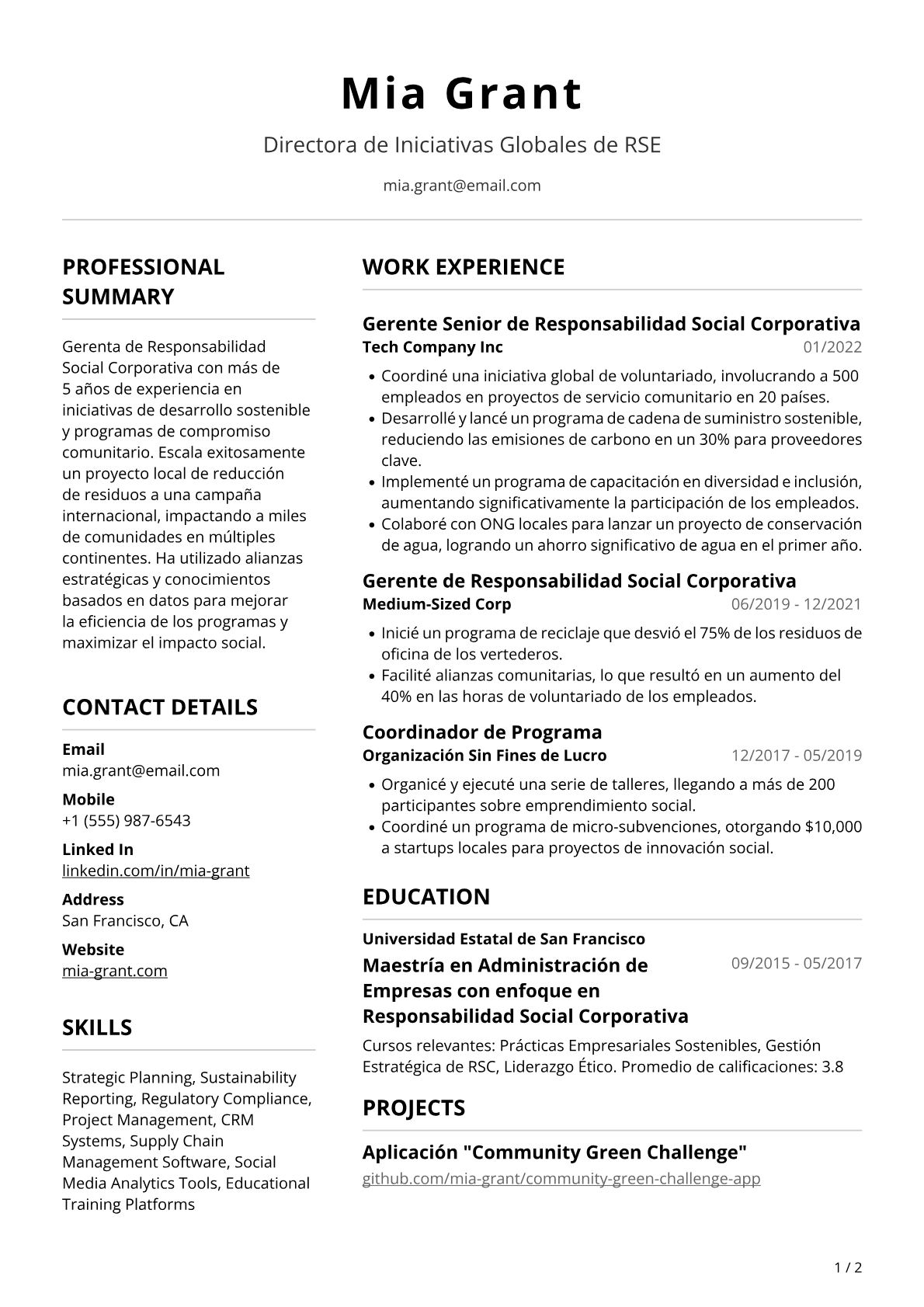 Gerenta de Responsabilidad Social Corporativa