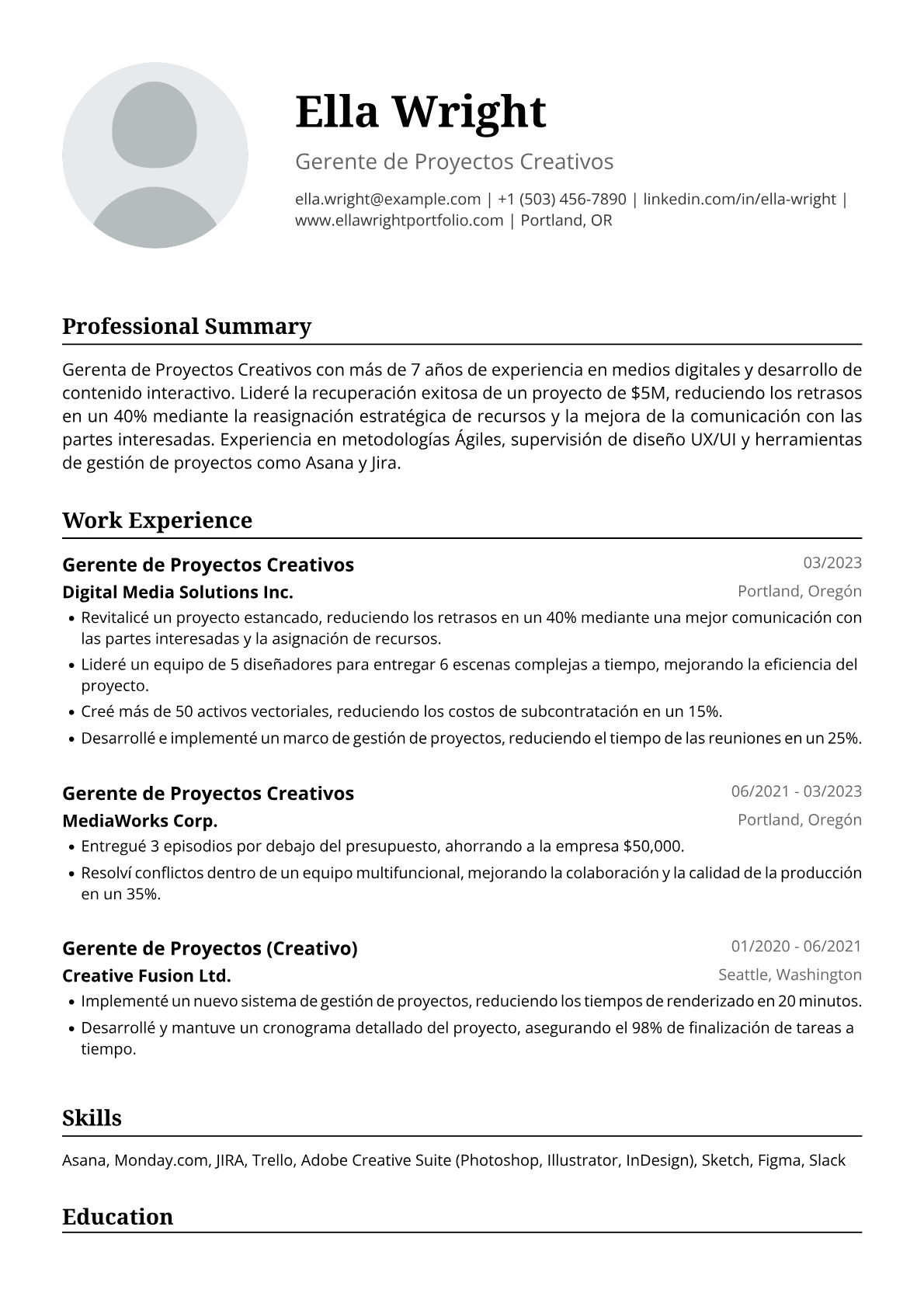 Gerenta de Proyectos Creativos