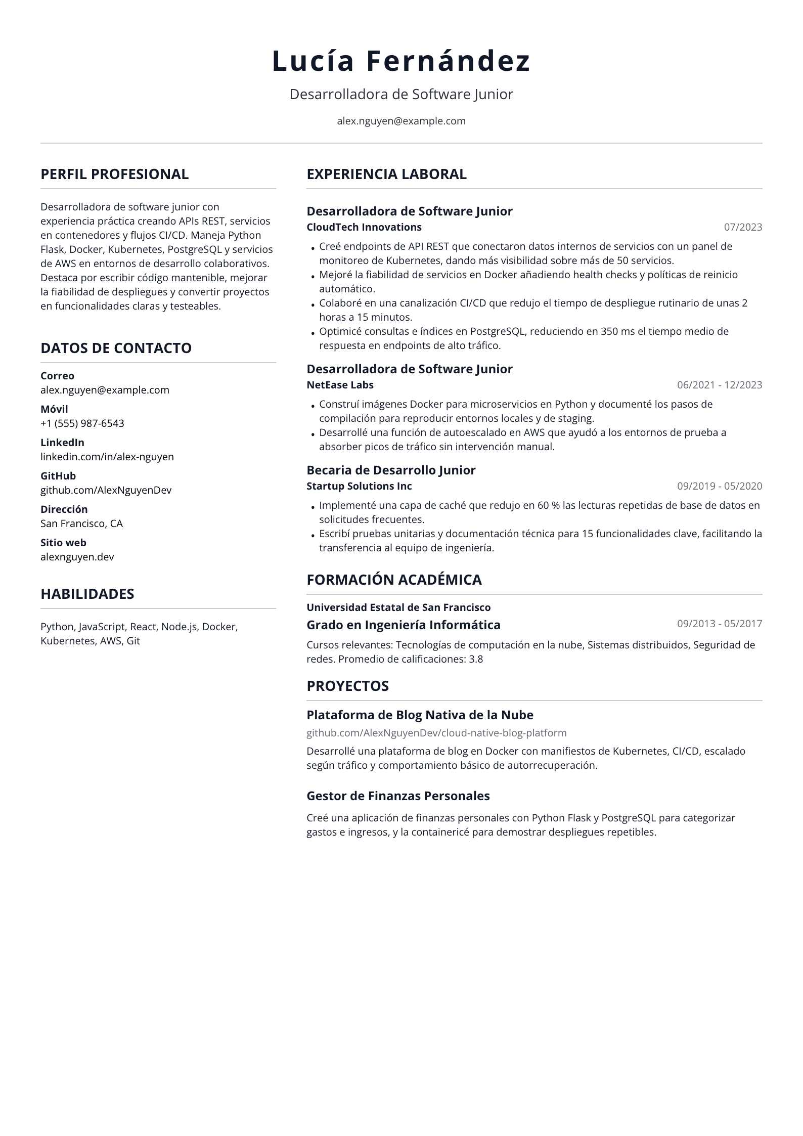 Desarrolladora de Software Junior