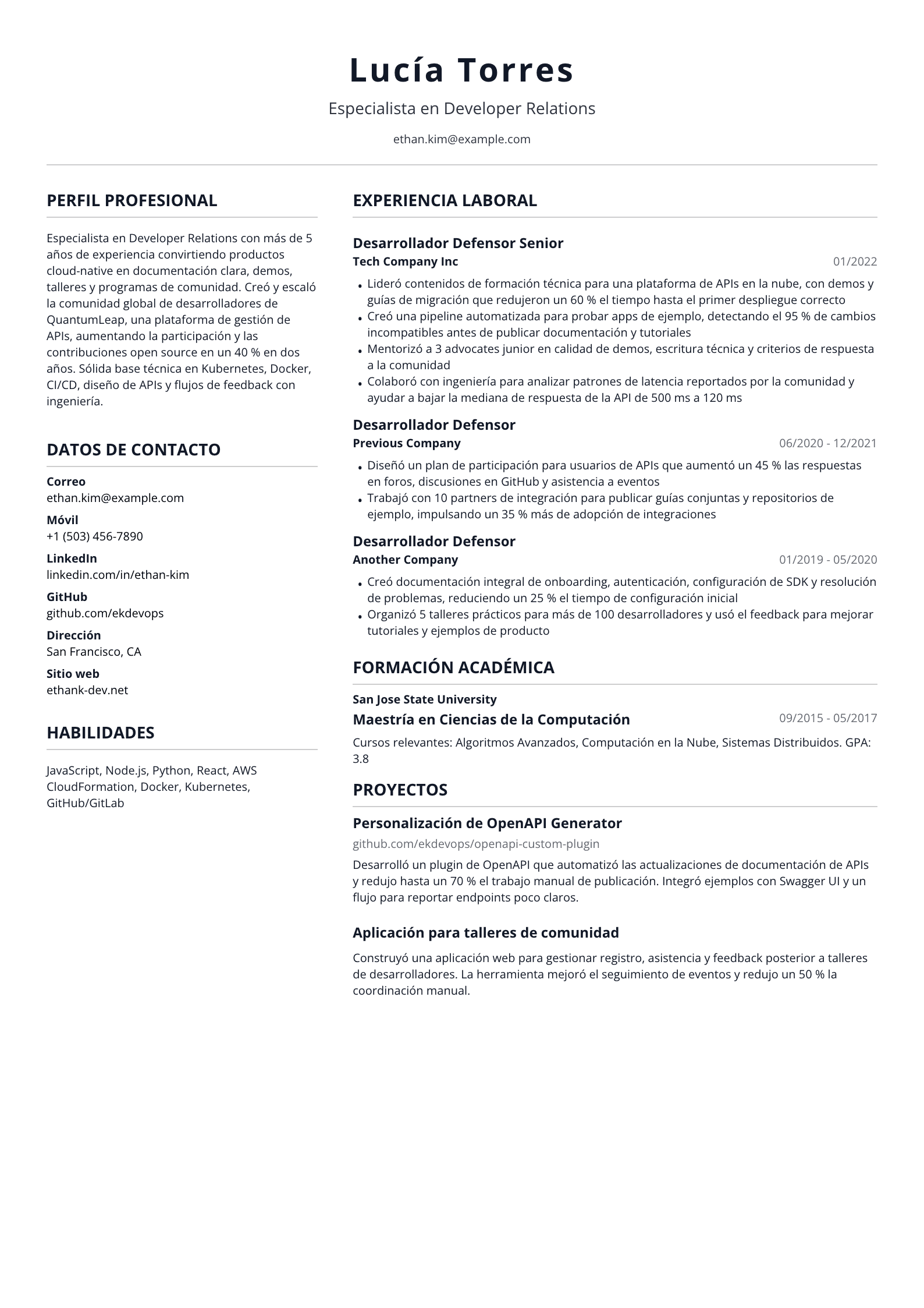 Especialista en Developer Relations