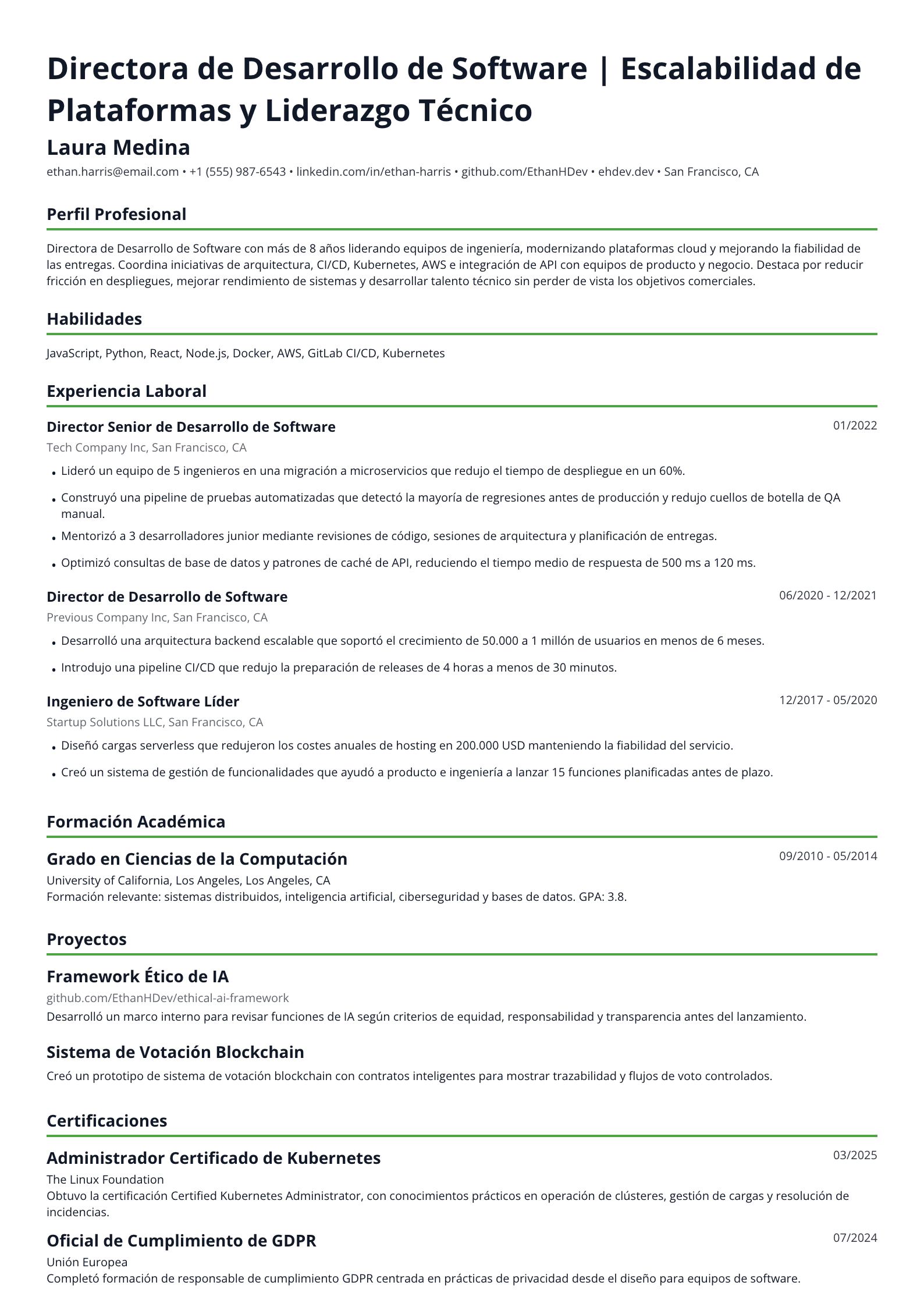 Directora de Desarrollo de Software
