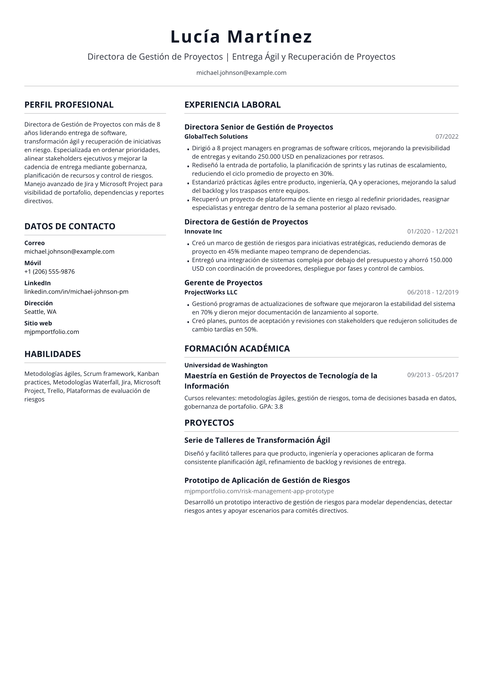 Directora de Gestión de Proyectos