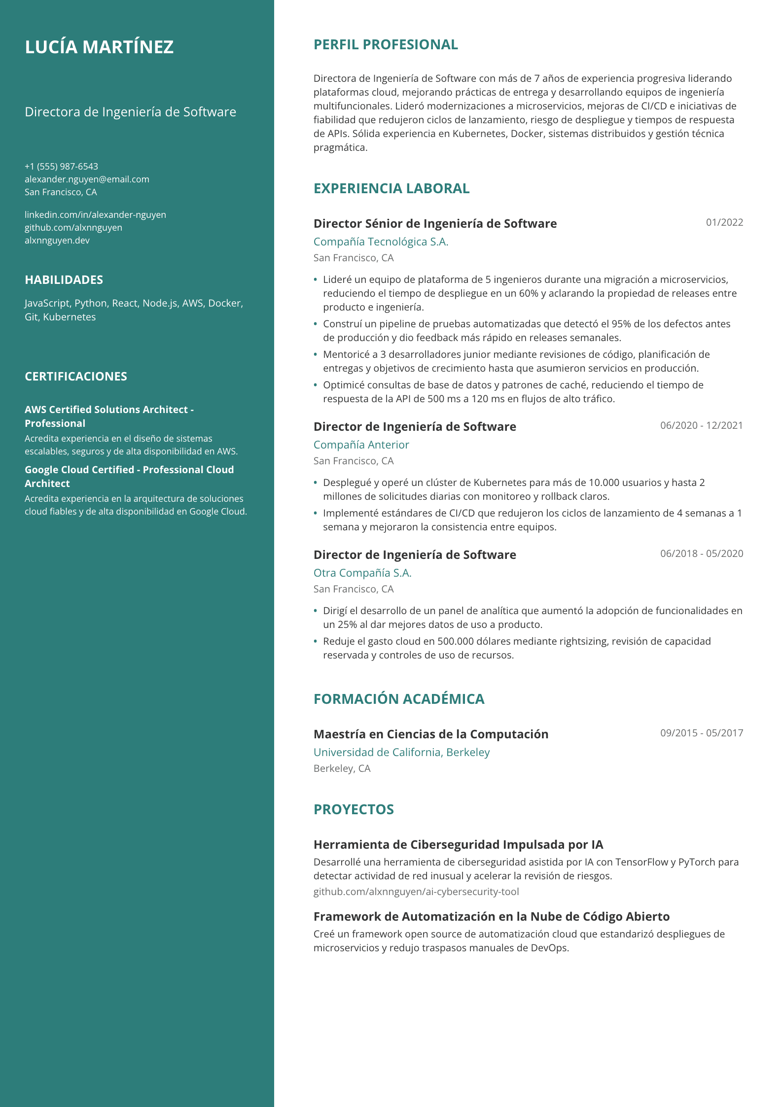 Directora de Ingeniería de Software