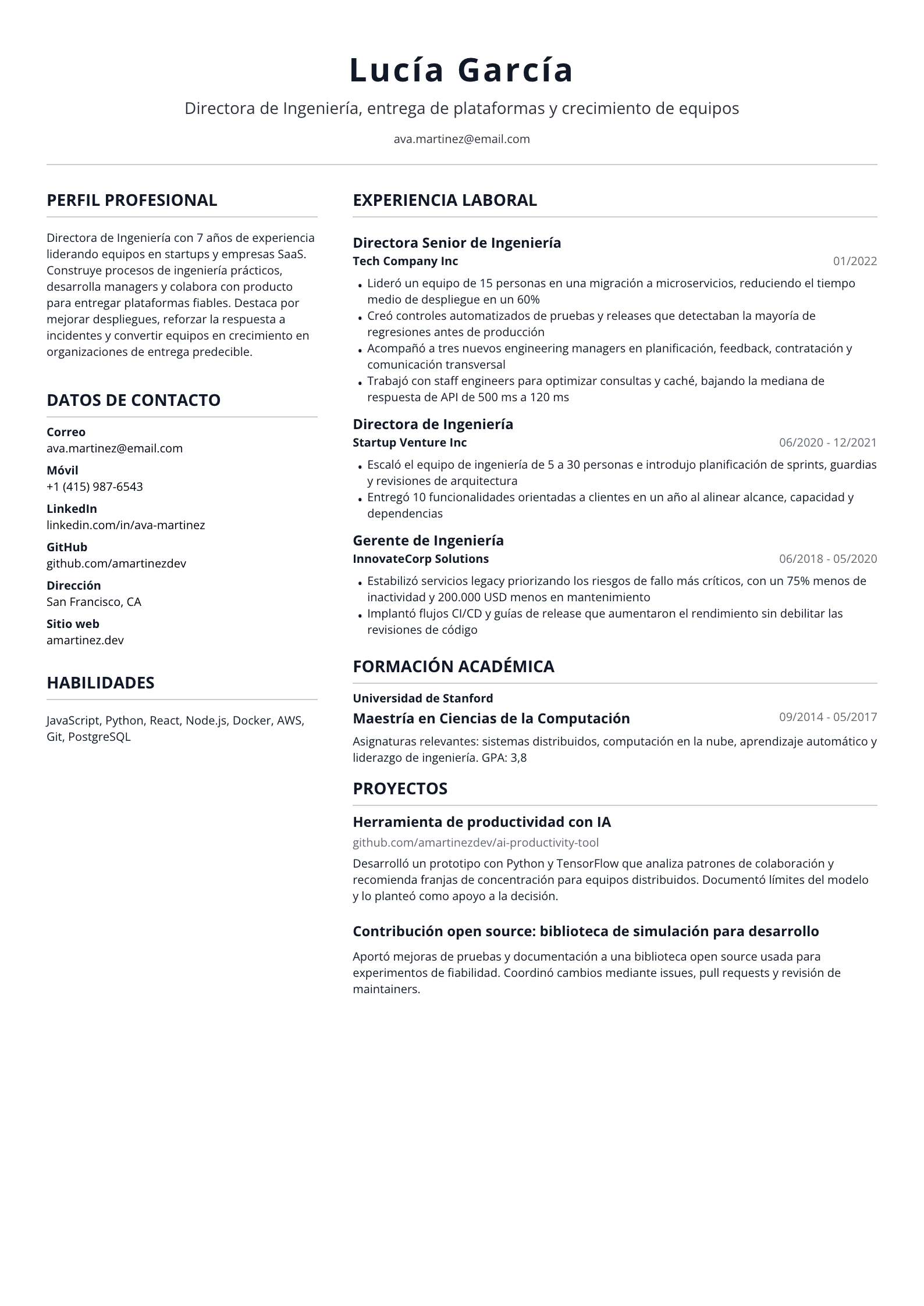 Directora de Ingeniería