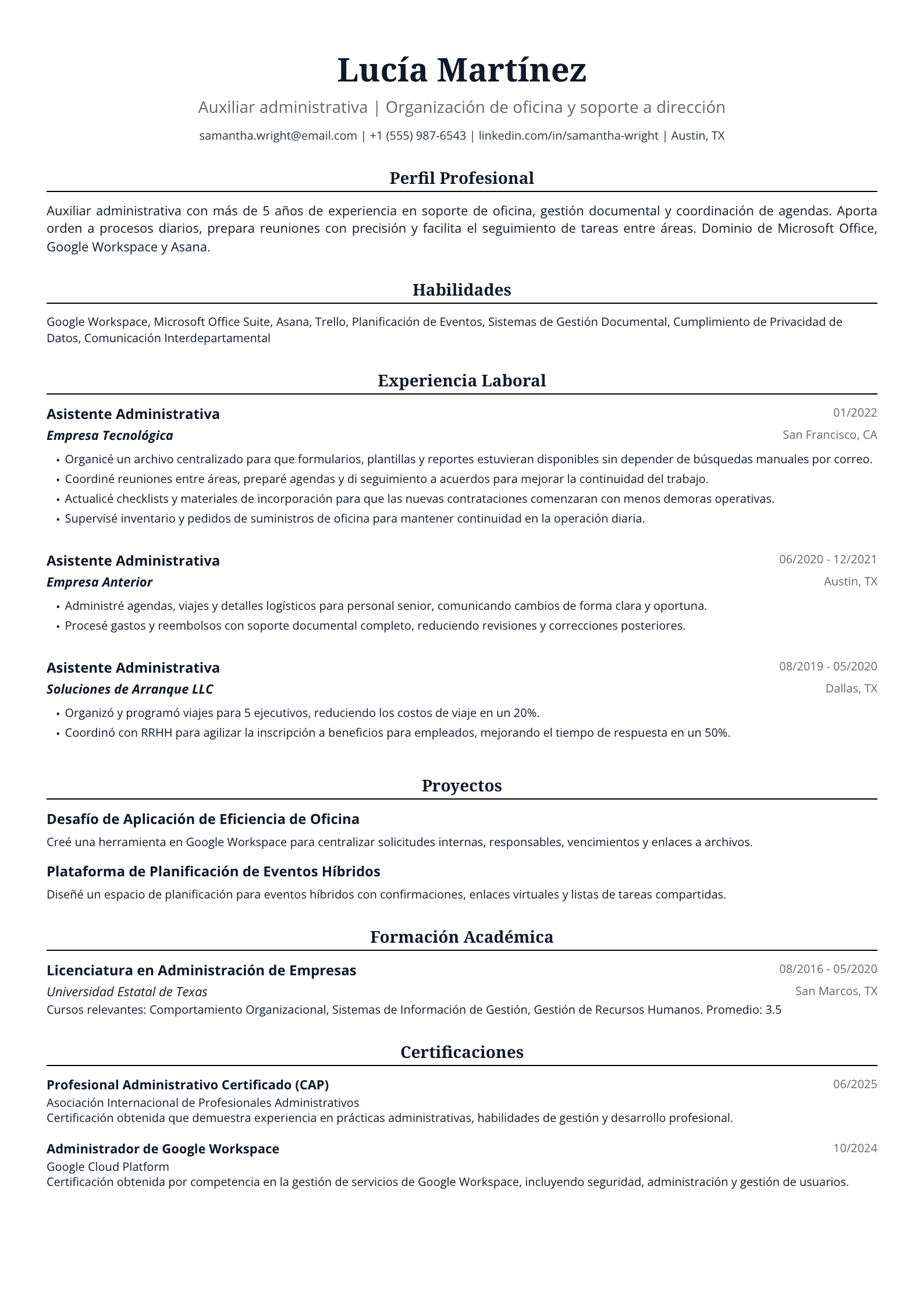 Auxiliar administrativa