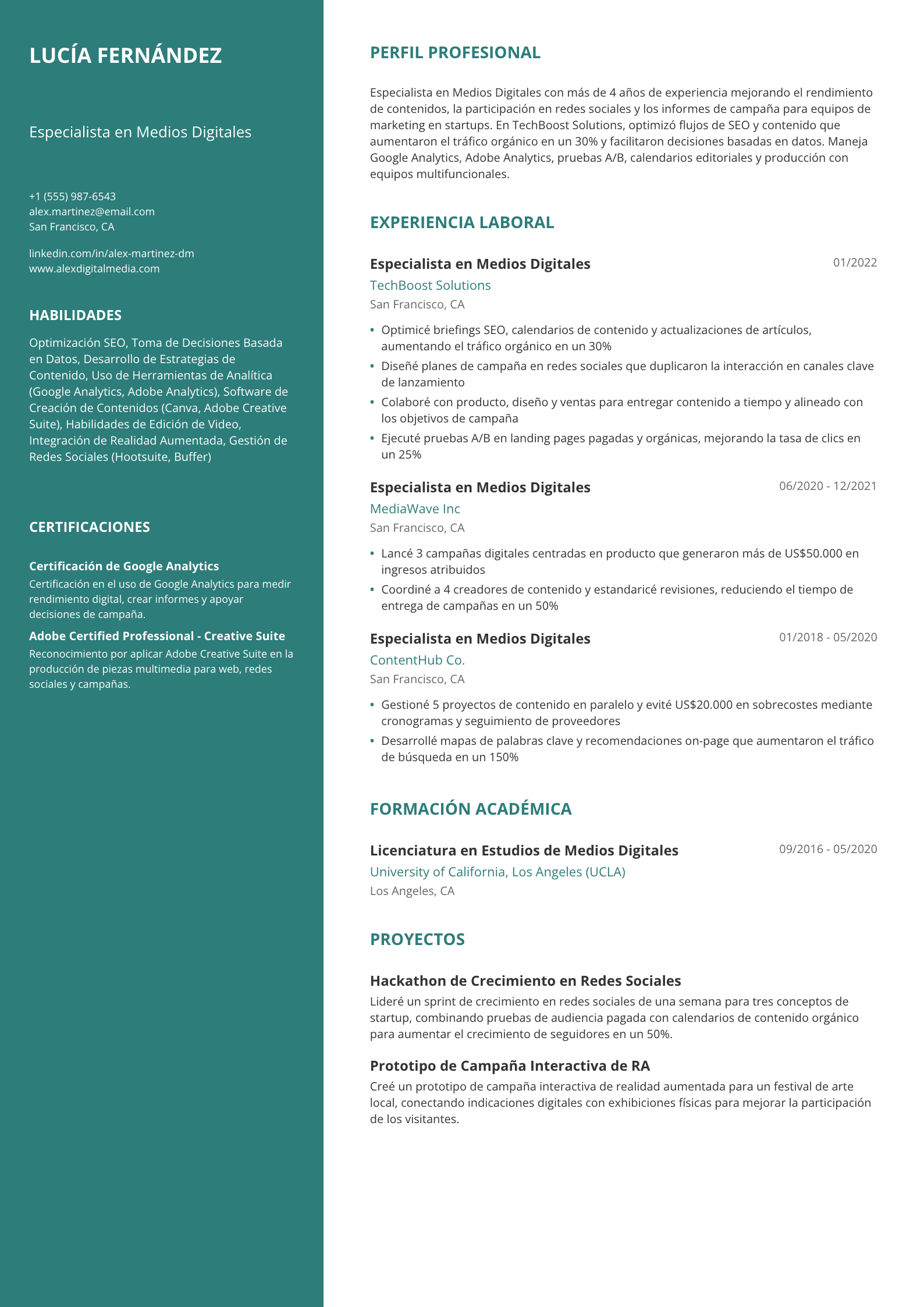 Especialista en Medios Digitales