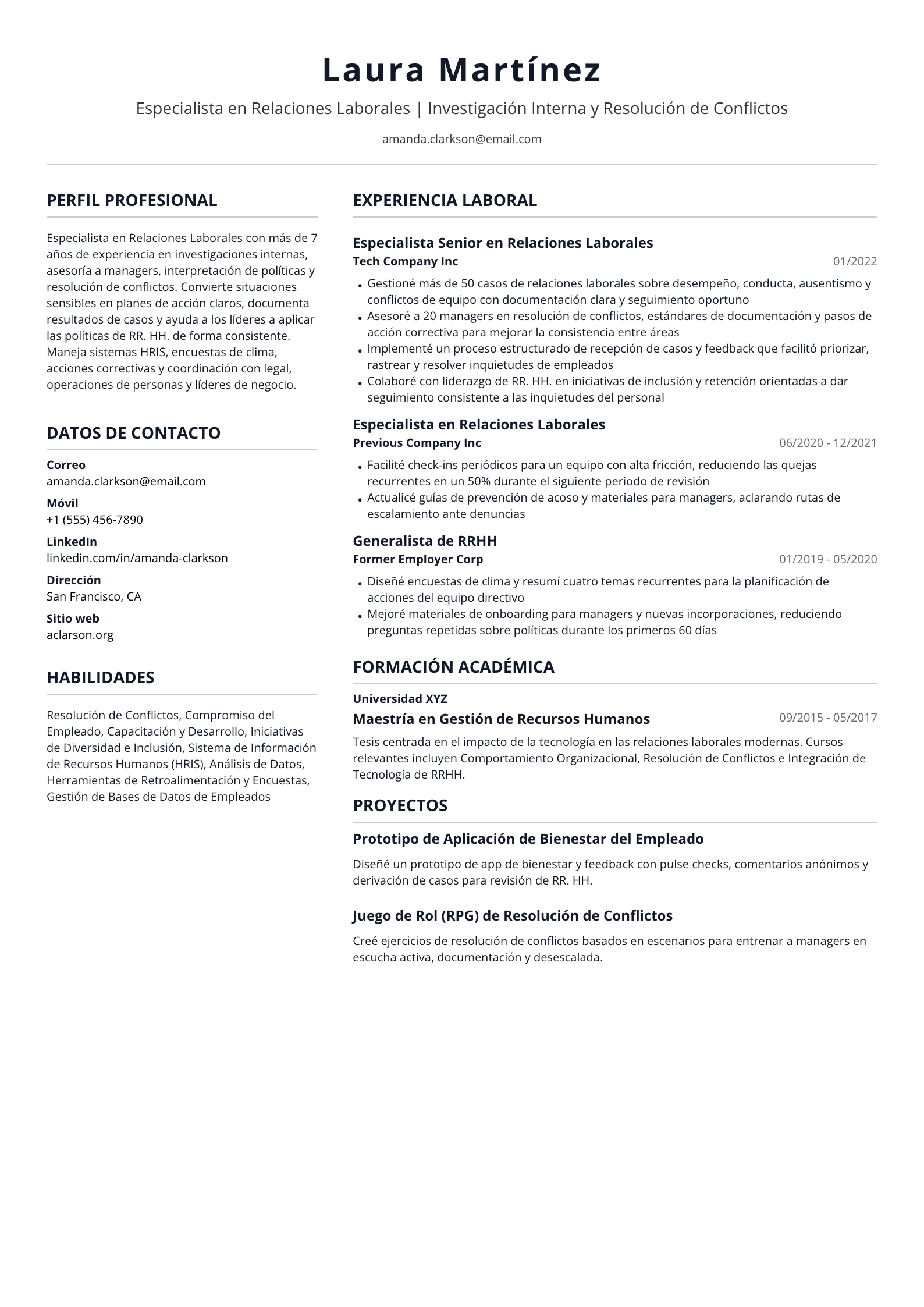 Especialista en Relaciones Laborales