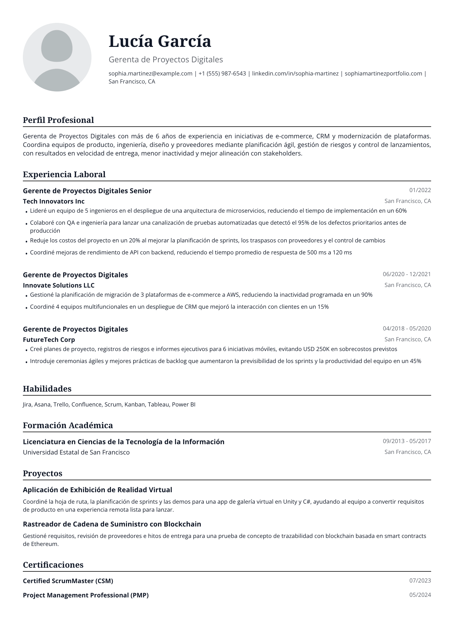 Gerenta de Proyectos Digitales