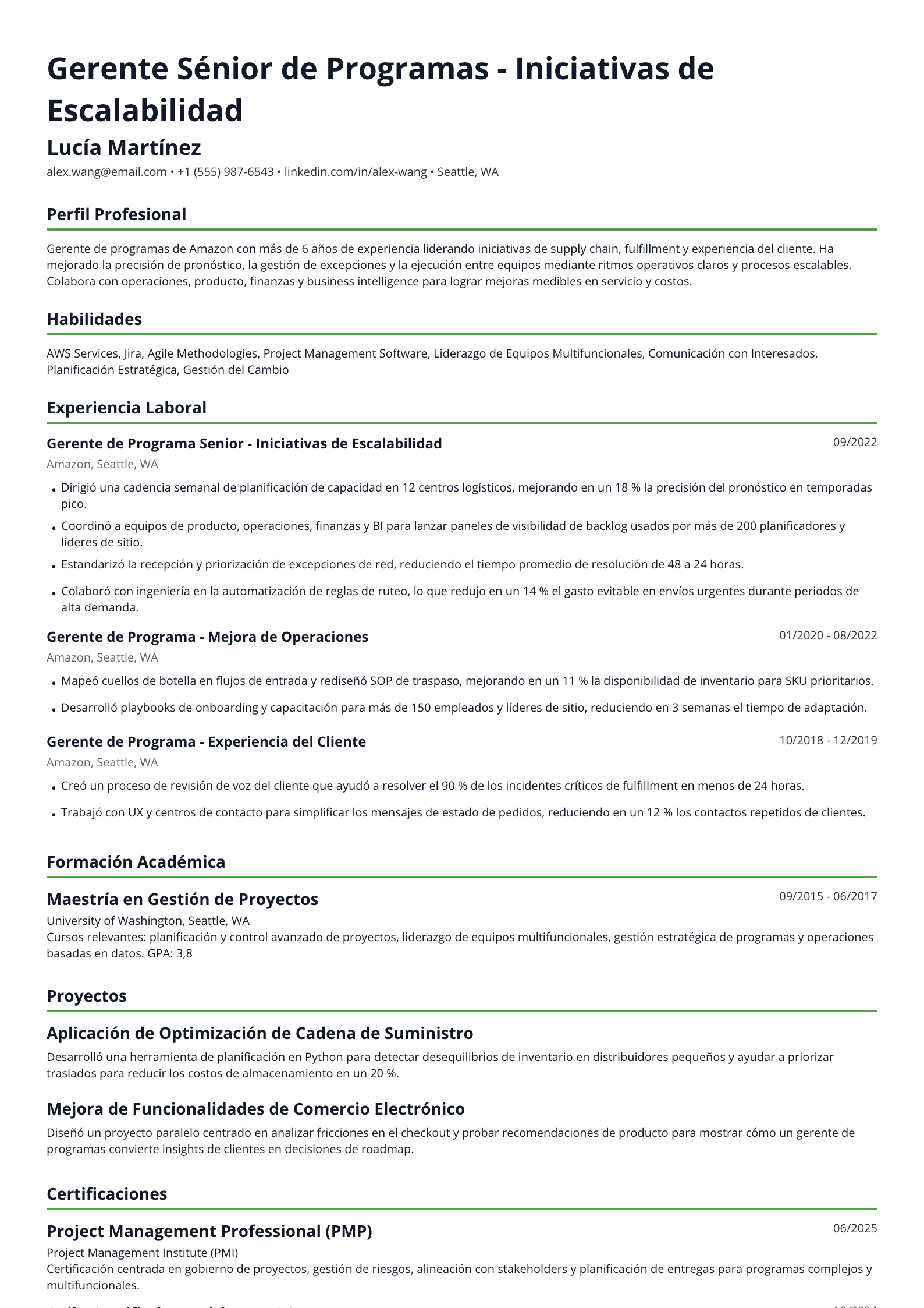 Gerente de Programas de Amazon