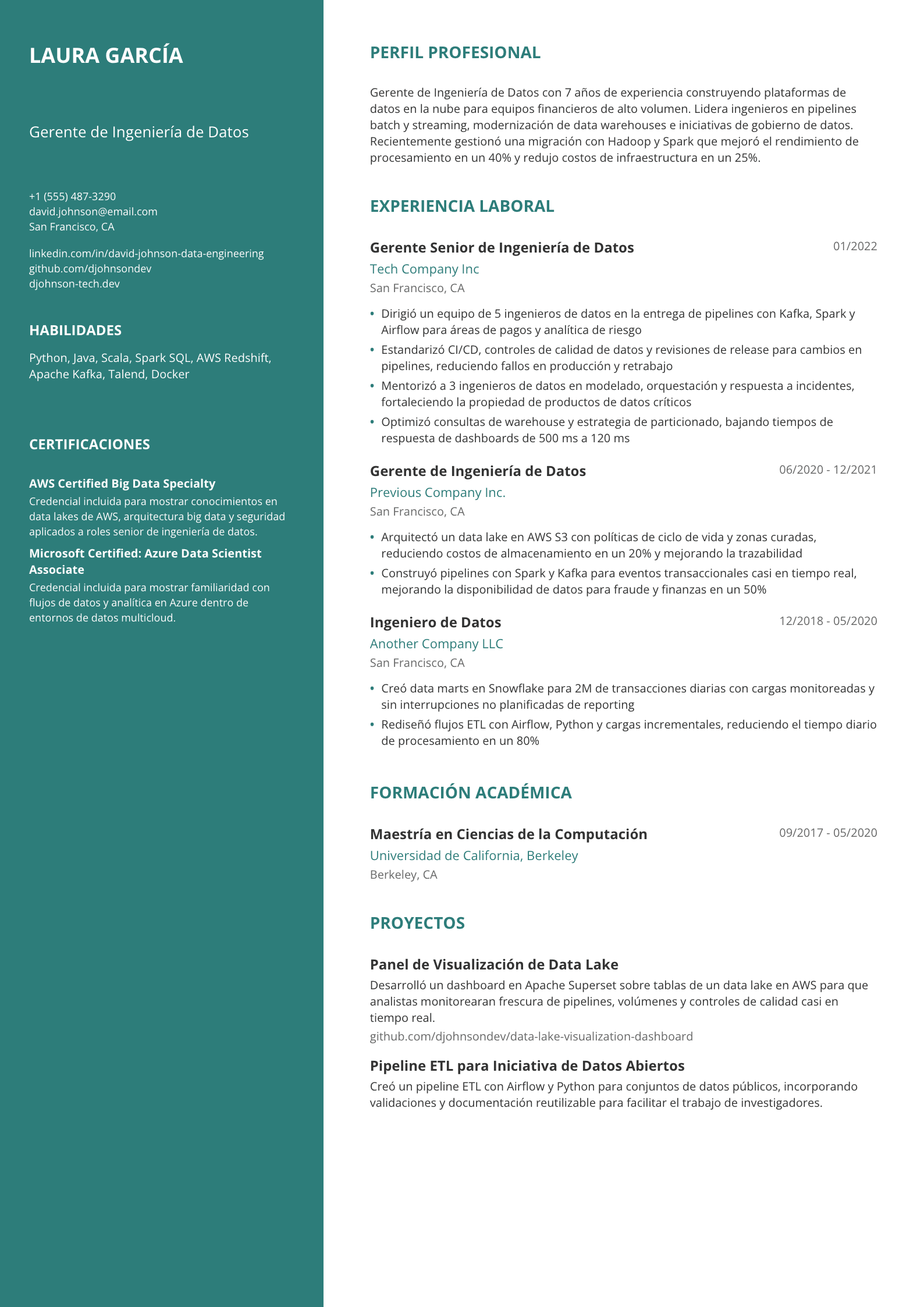 Gerente de Ingeniería de Datos