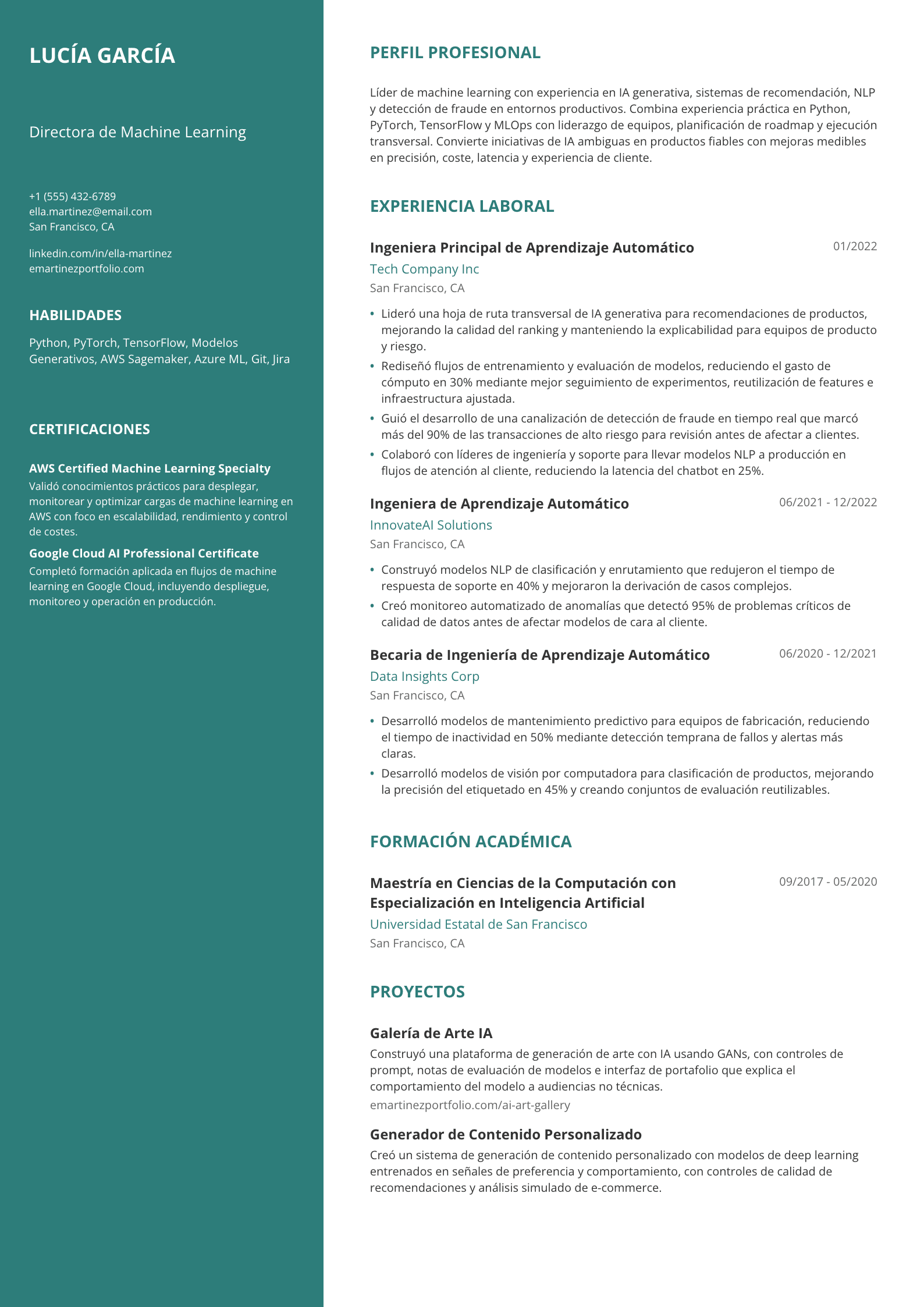Directora de Machine Learning