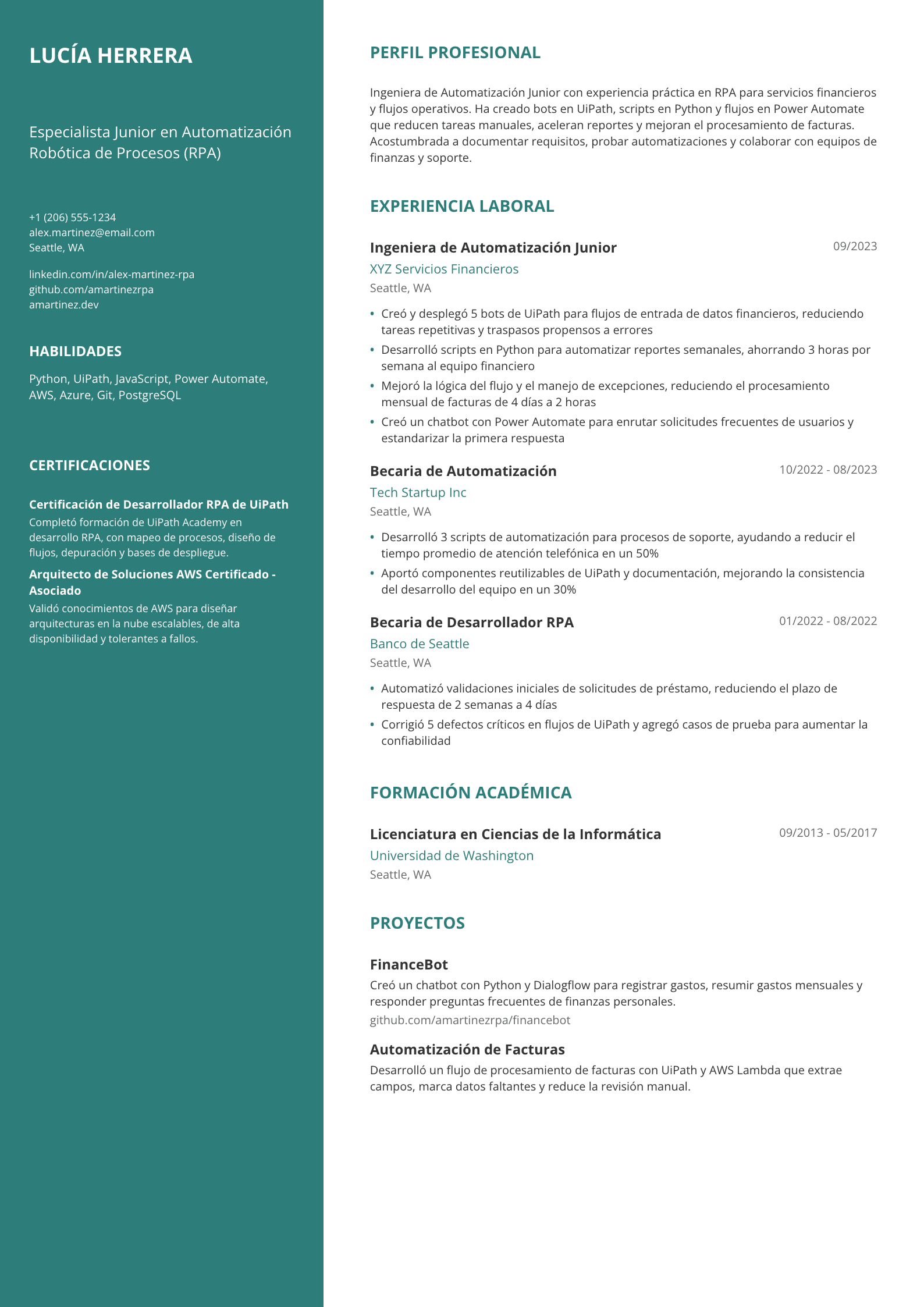 Ingeniera de Automatización Junior