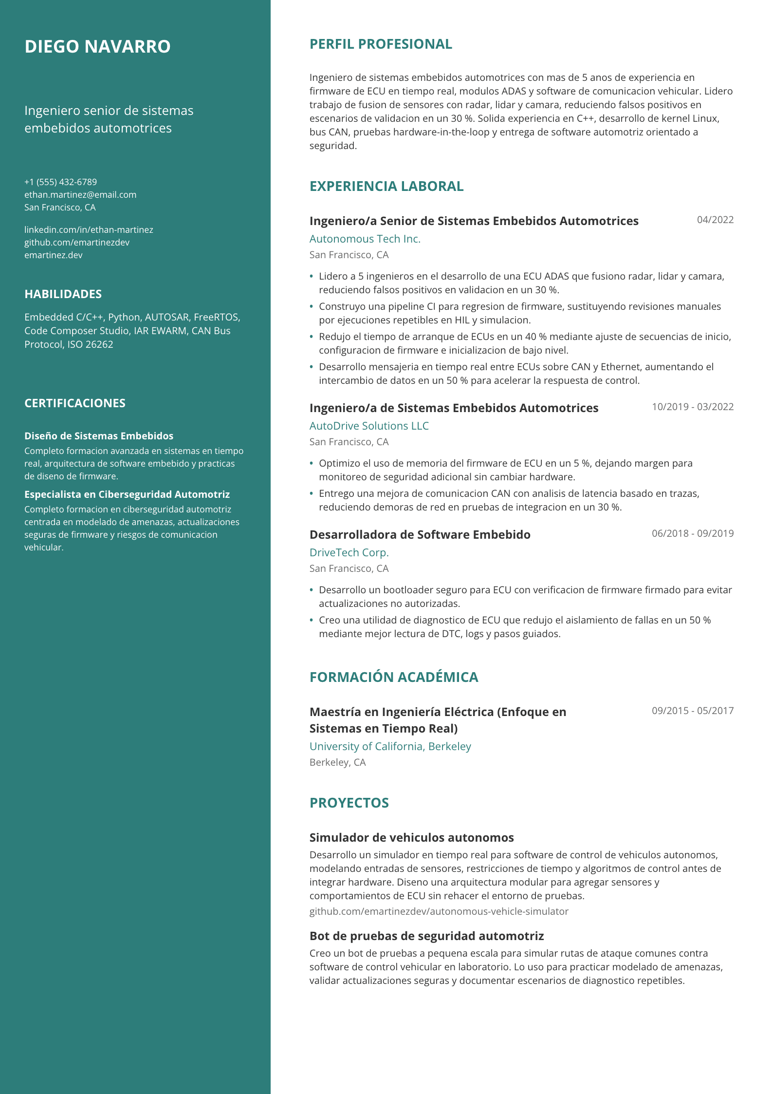 Ingeniero de sistemas embebidos automotrices