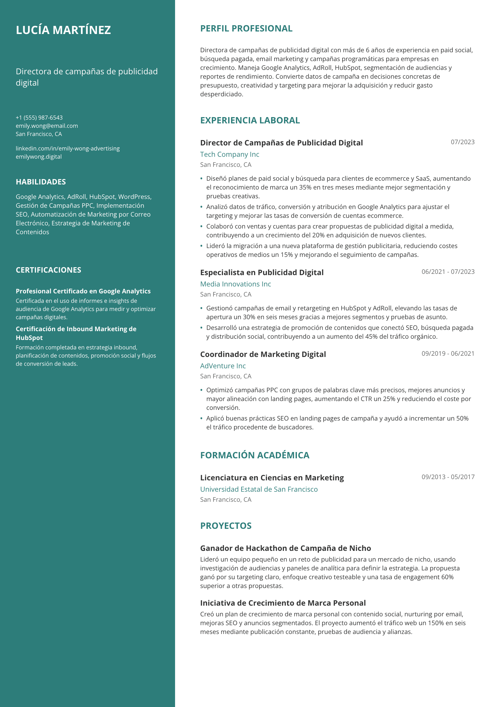 Directora de campañas de publicidad digital