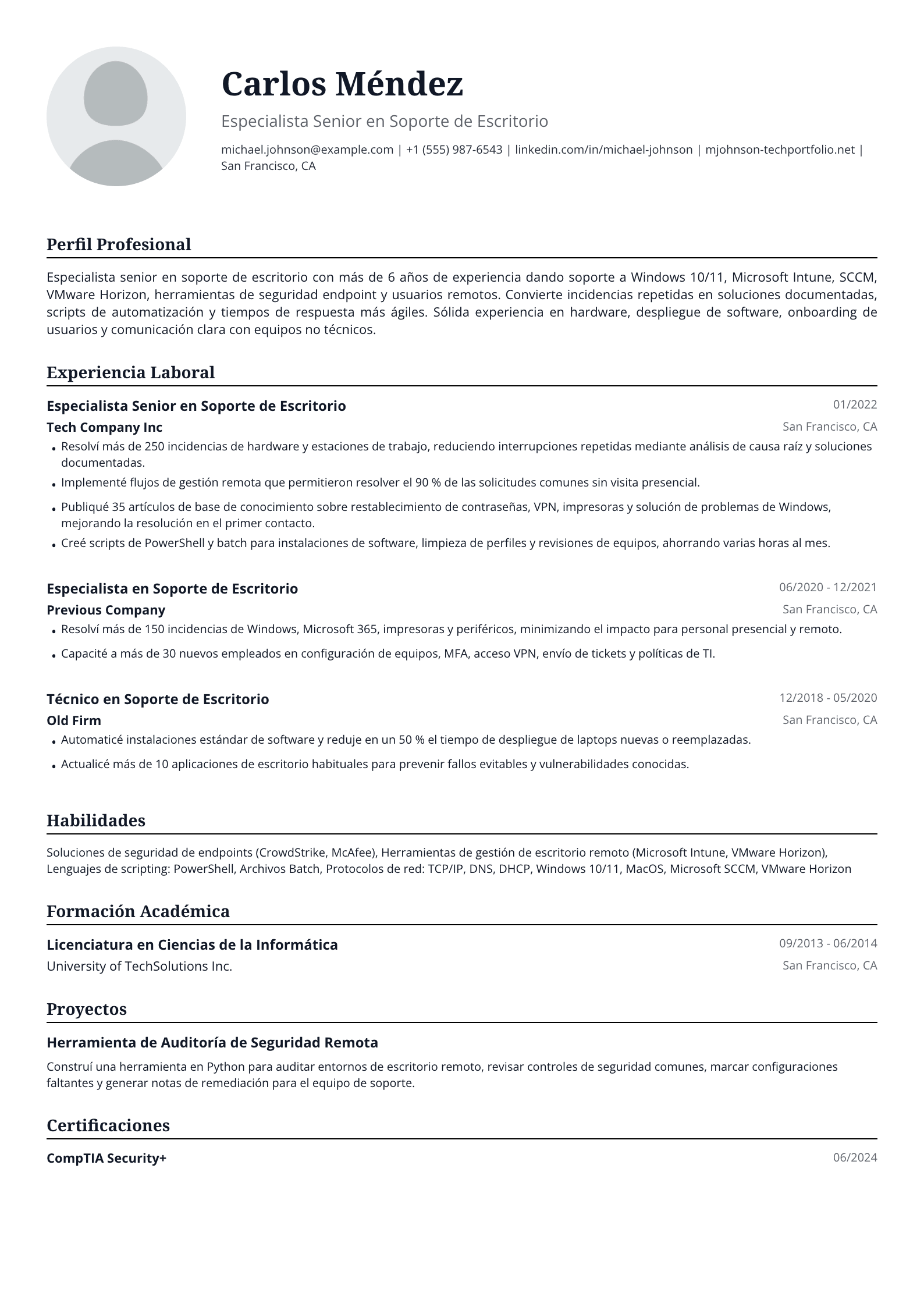 Técnico de Soporte de Escritorio