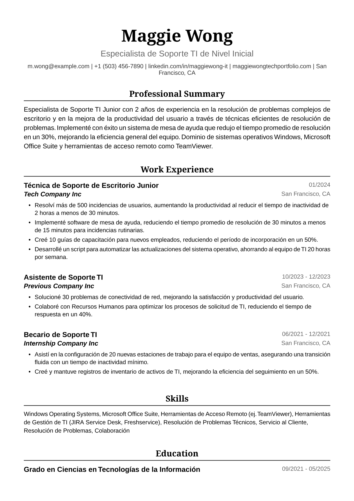 Técnica de Soporte de Escritorio Junior