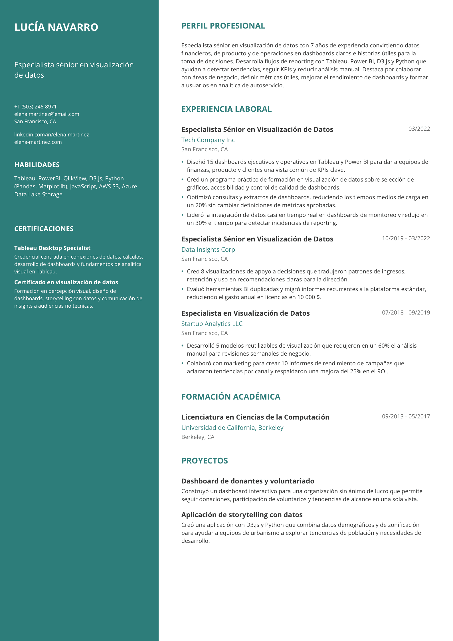 Especialista sénior en visualización de datos