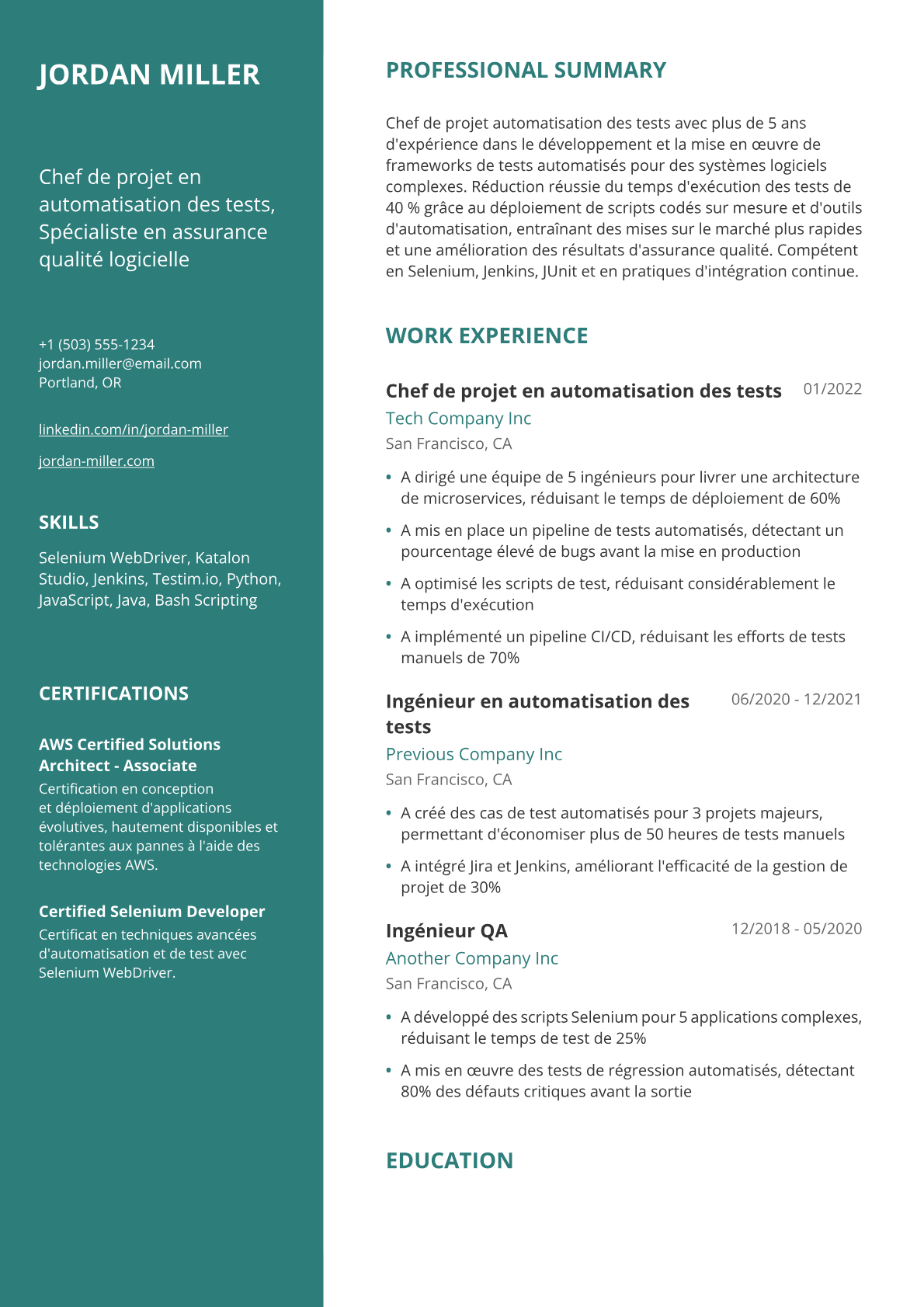 Responsable automatisation des tests