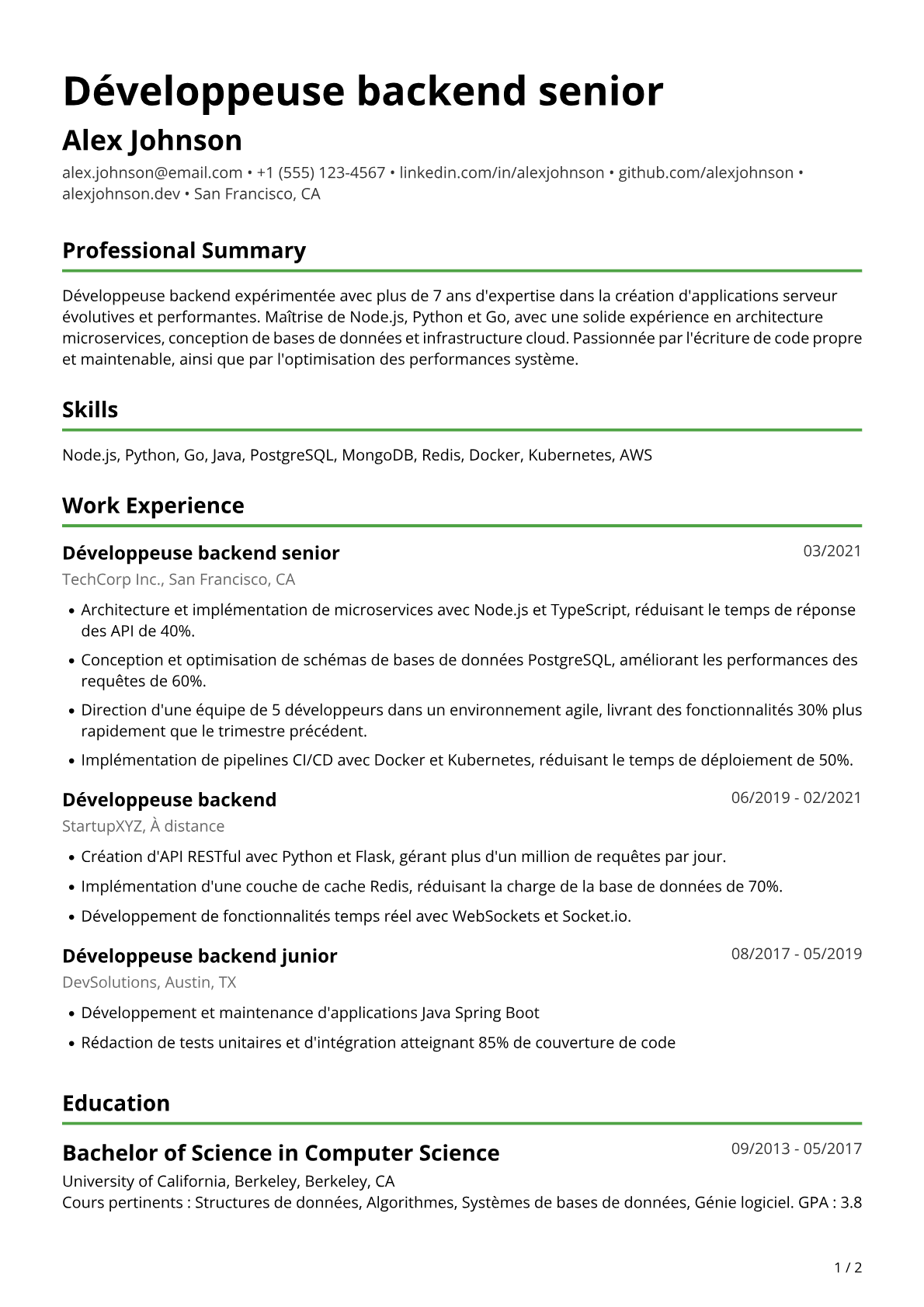 Développeuse backend