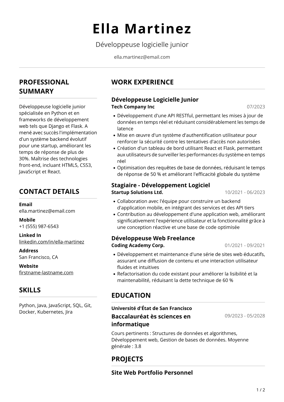 Développeuse Logicielle Junior