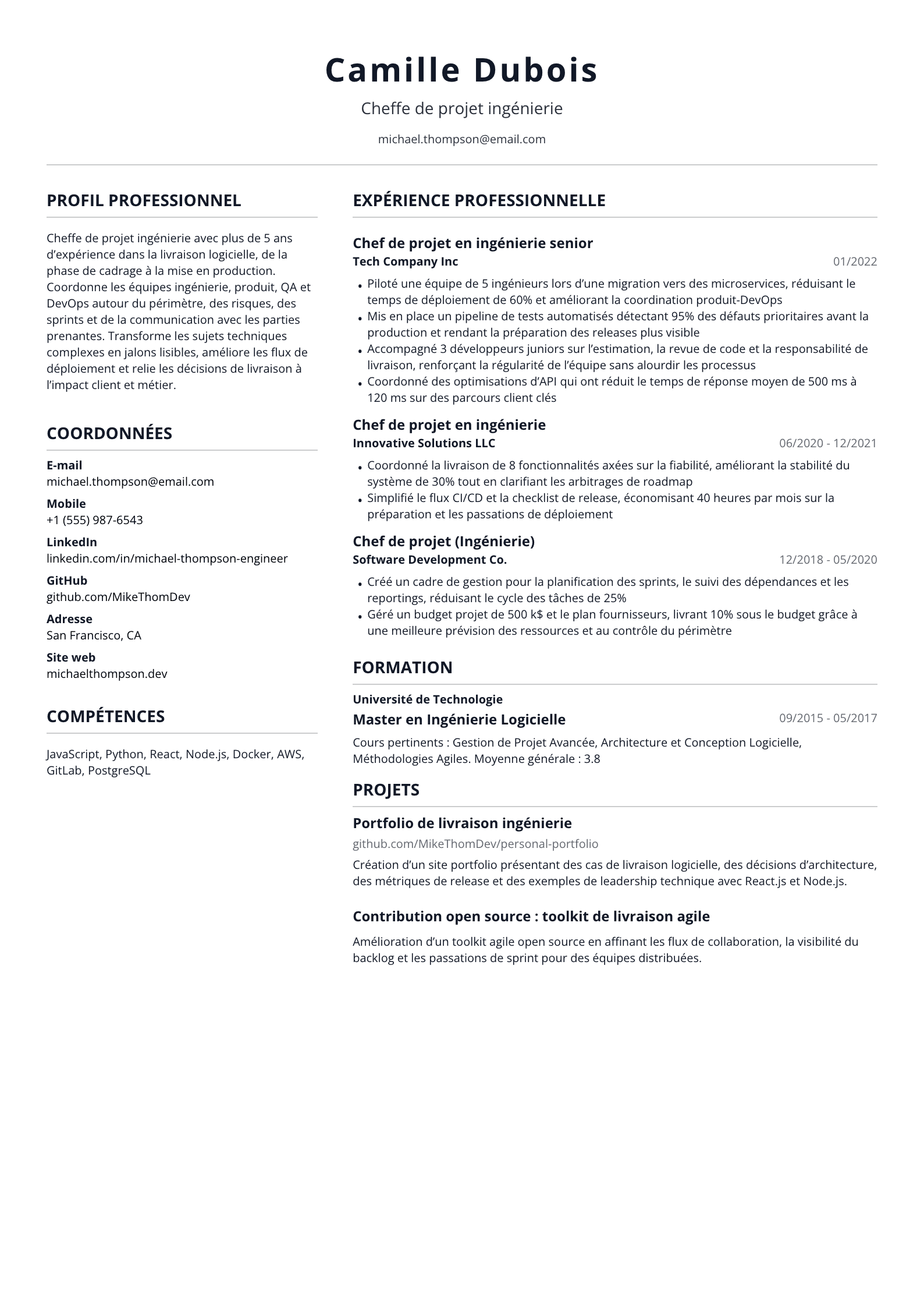 Cheffe de projet ingénierie