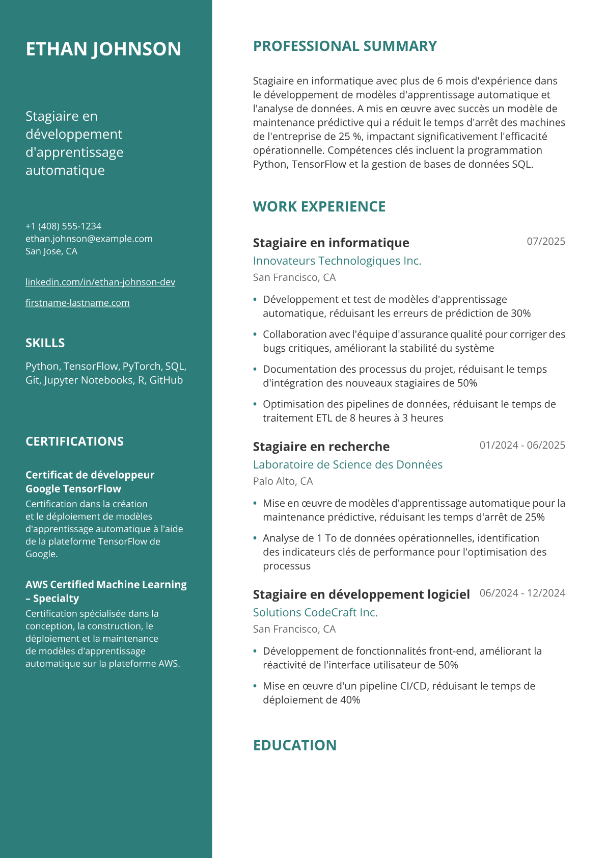 Stagiaire en informatique