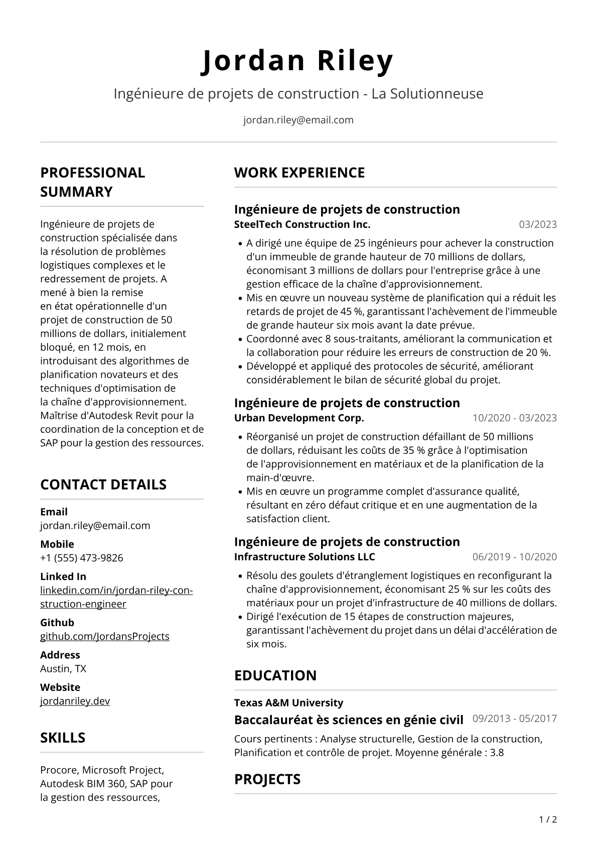 Ingénieure de projets de construction