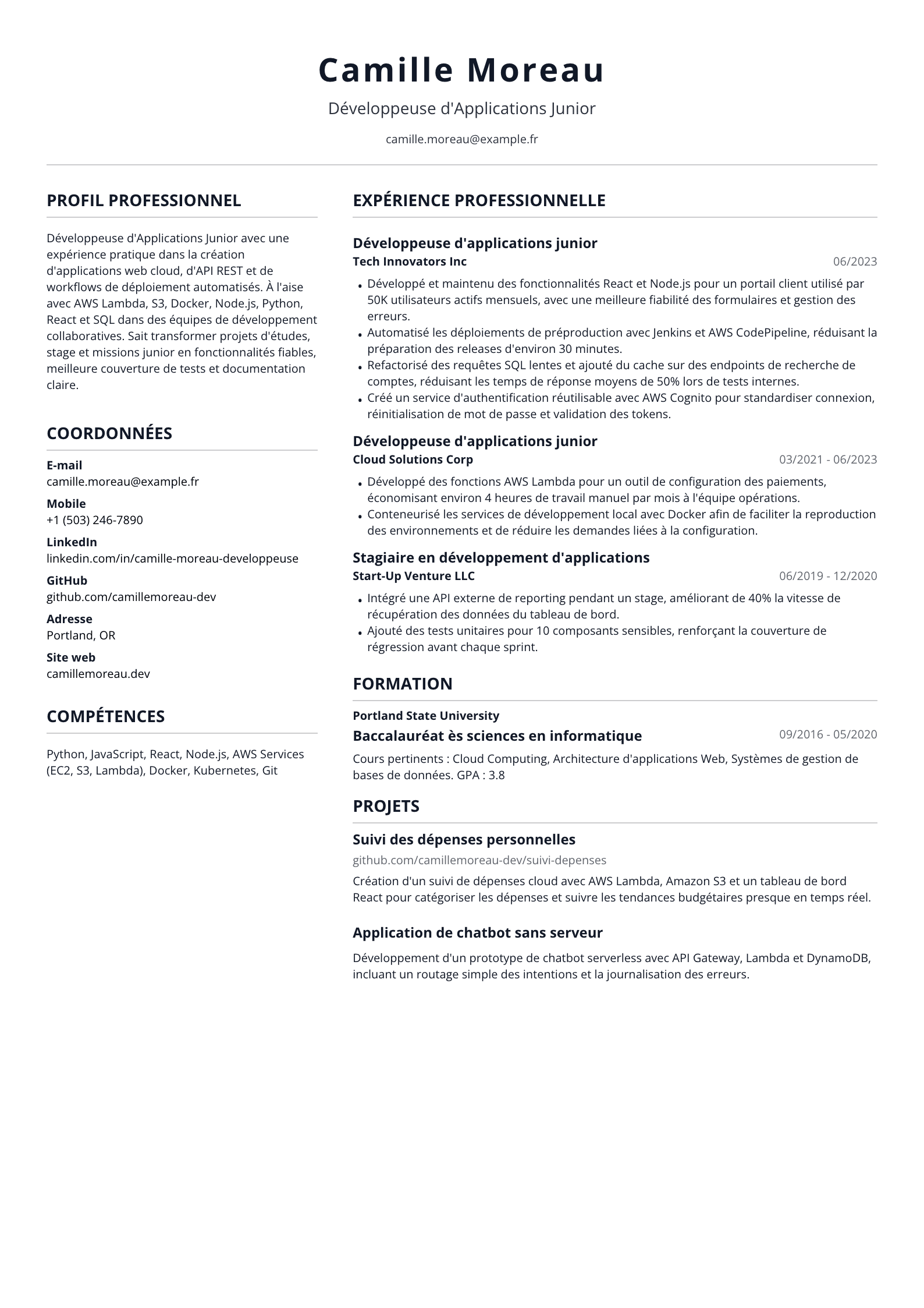 Développeuse d'Applications Junior