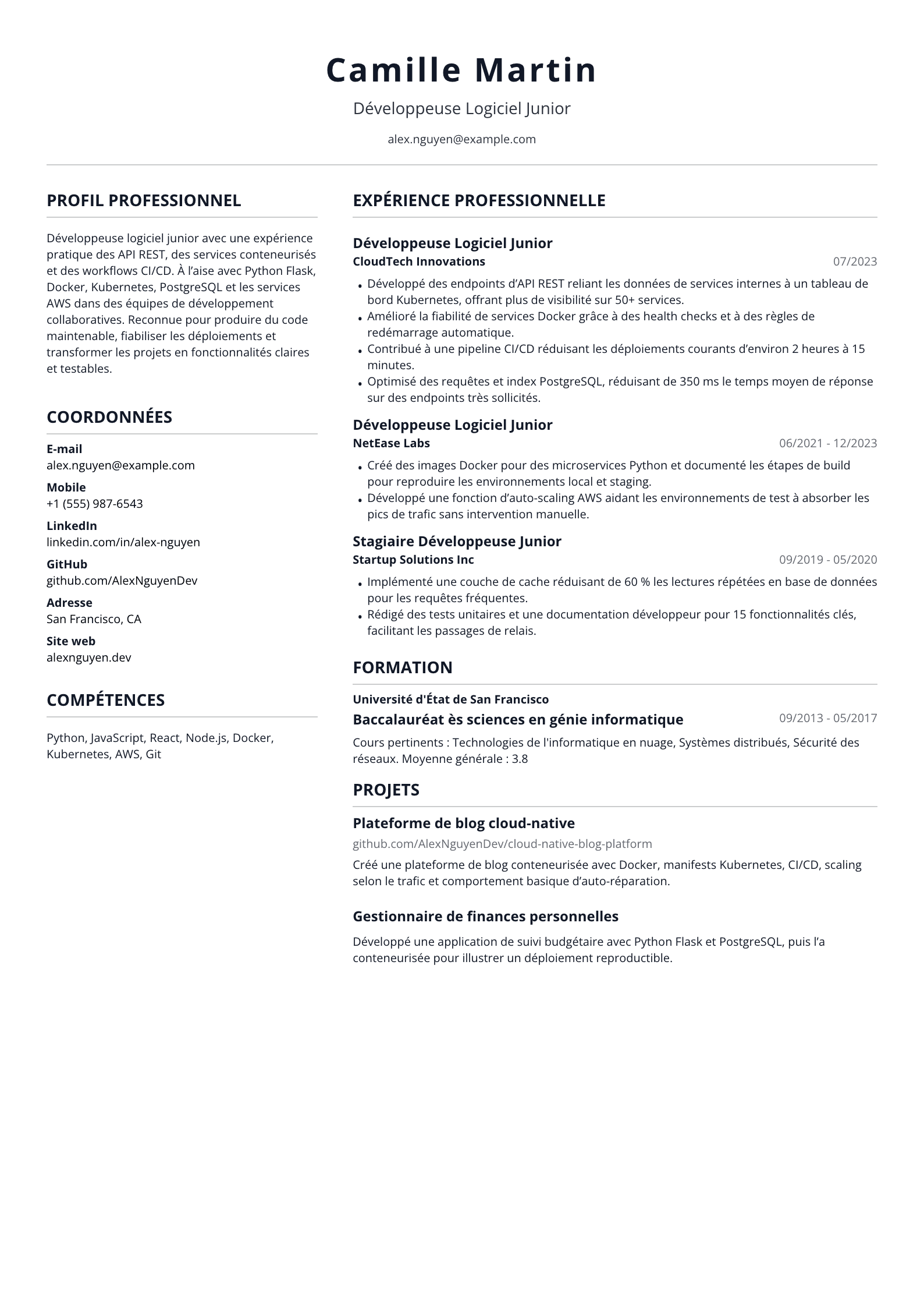 Développeuse Logiciel Junior