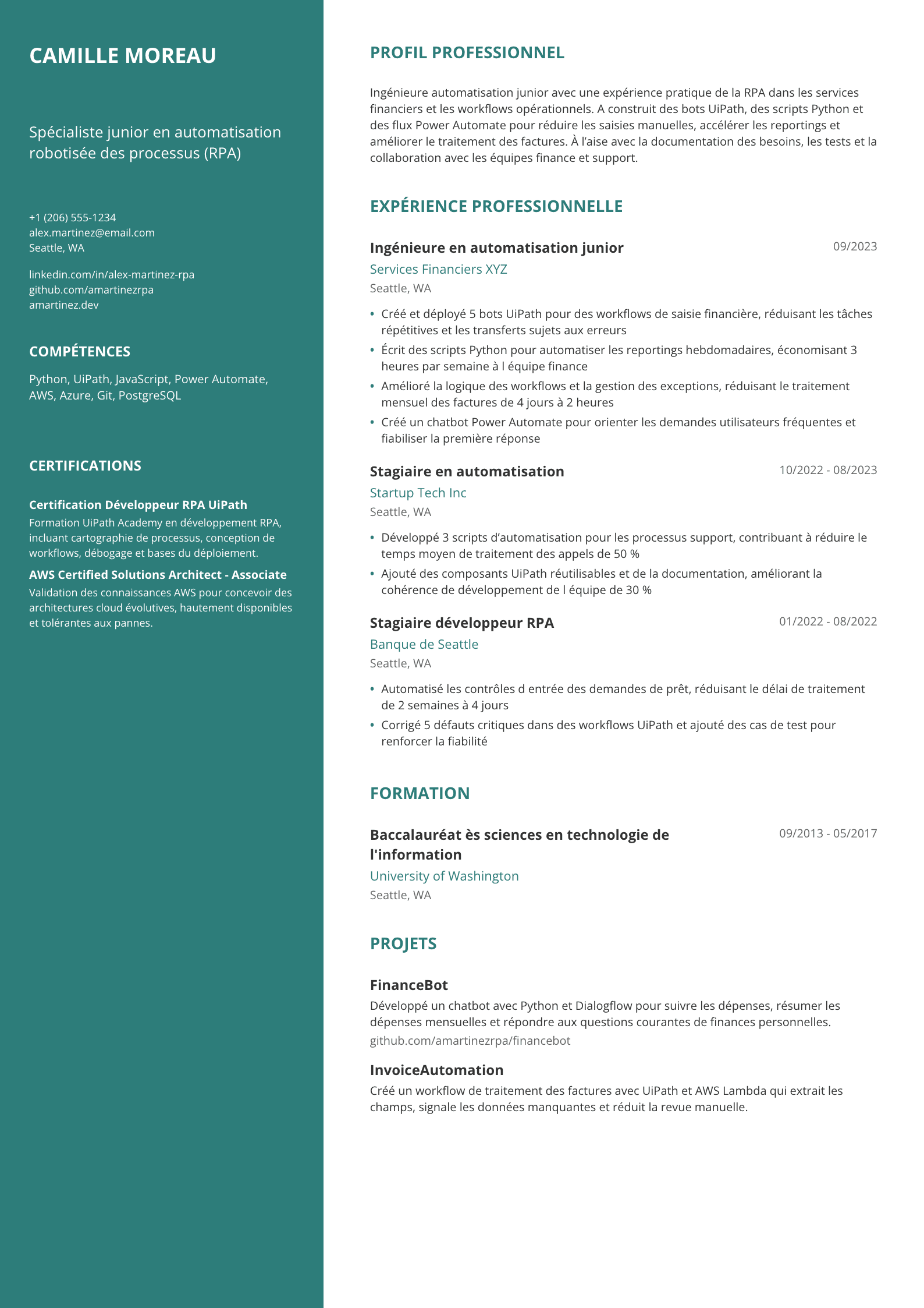 Ingénieure automatisation junior