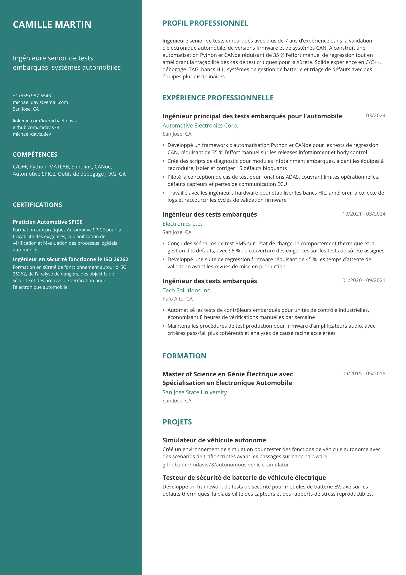 Ingénieure de tests embarqués