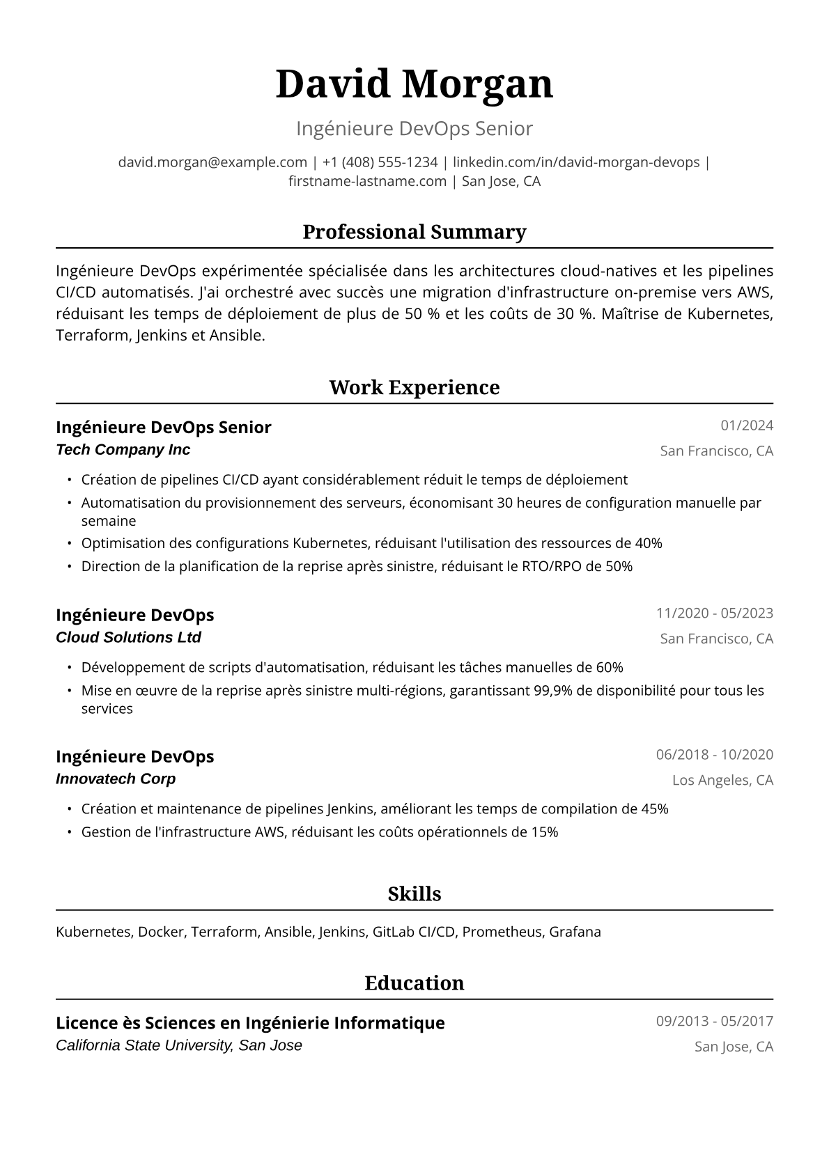 Exemple de CV Ingénieure DevOps