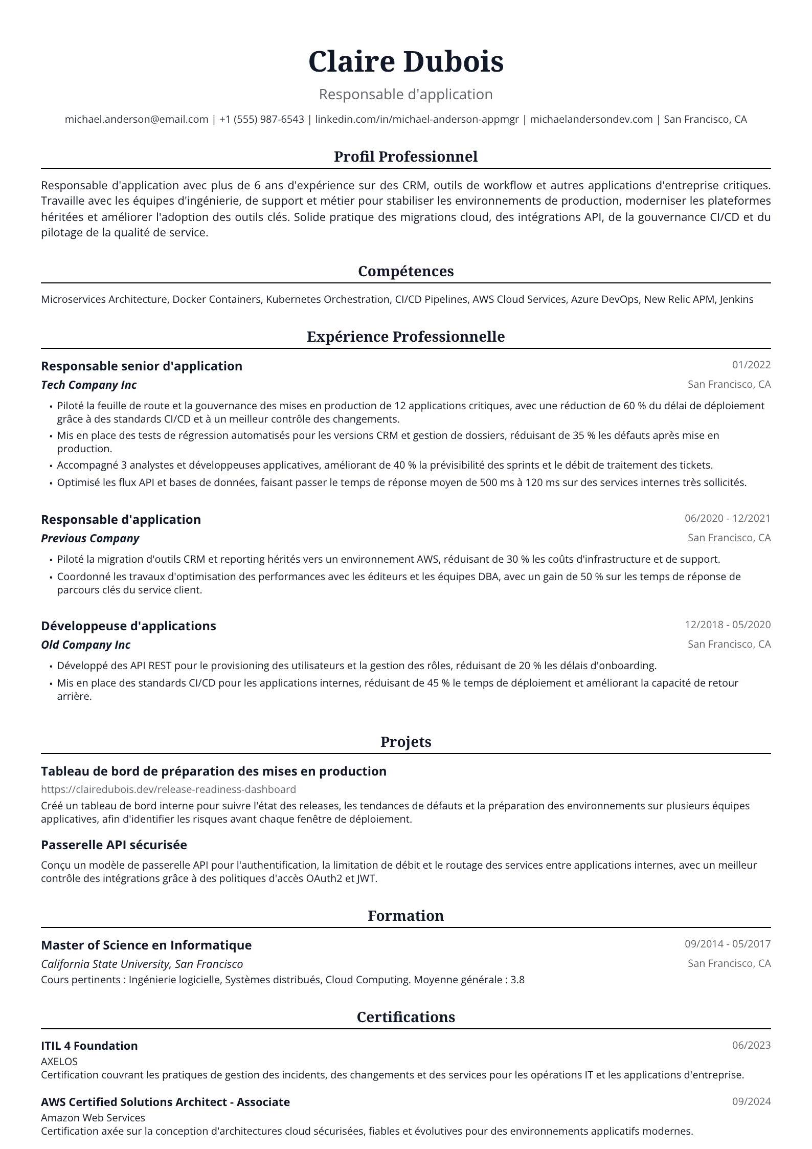 Responsable d'application