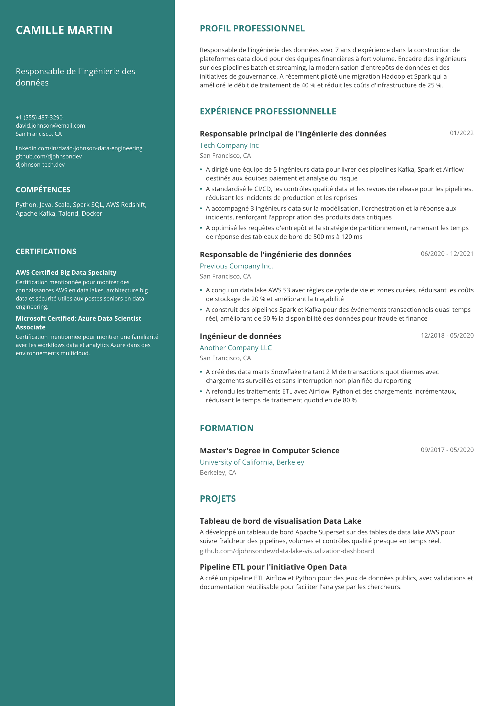 Responsable de l'ingénierie des données