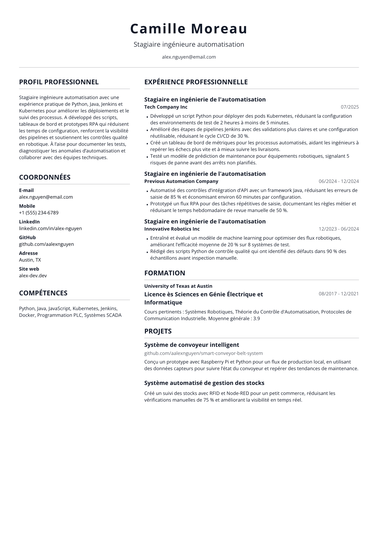 Stagiaire ingénieure automatisation