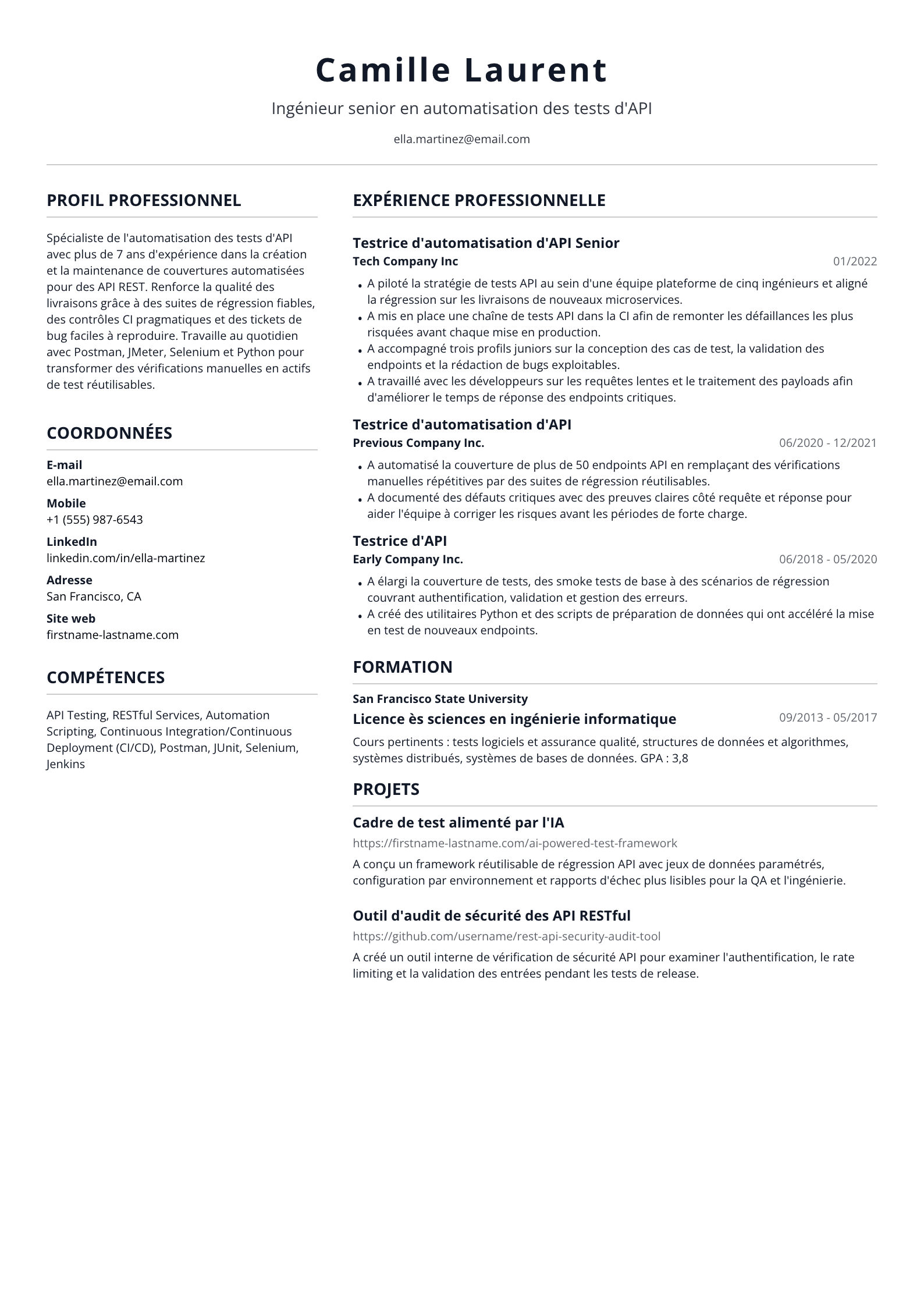 Testeur en automatisation d'API