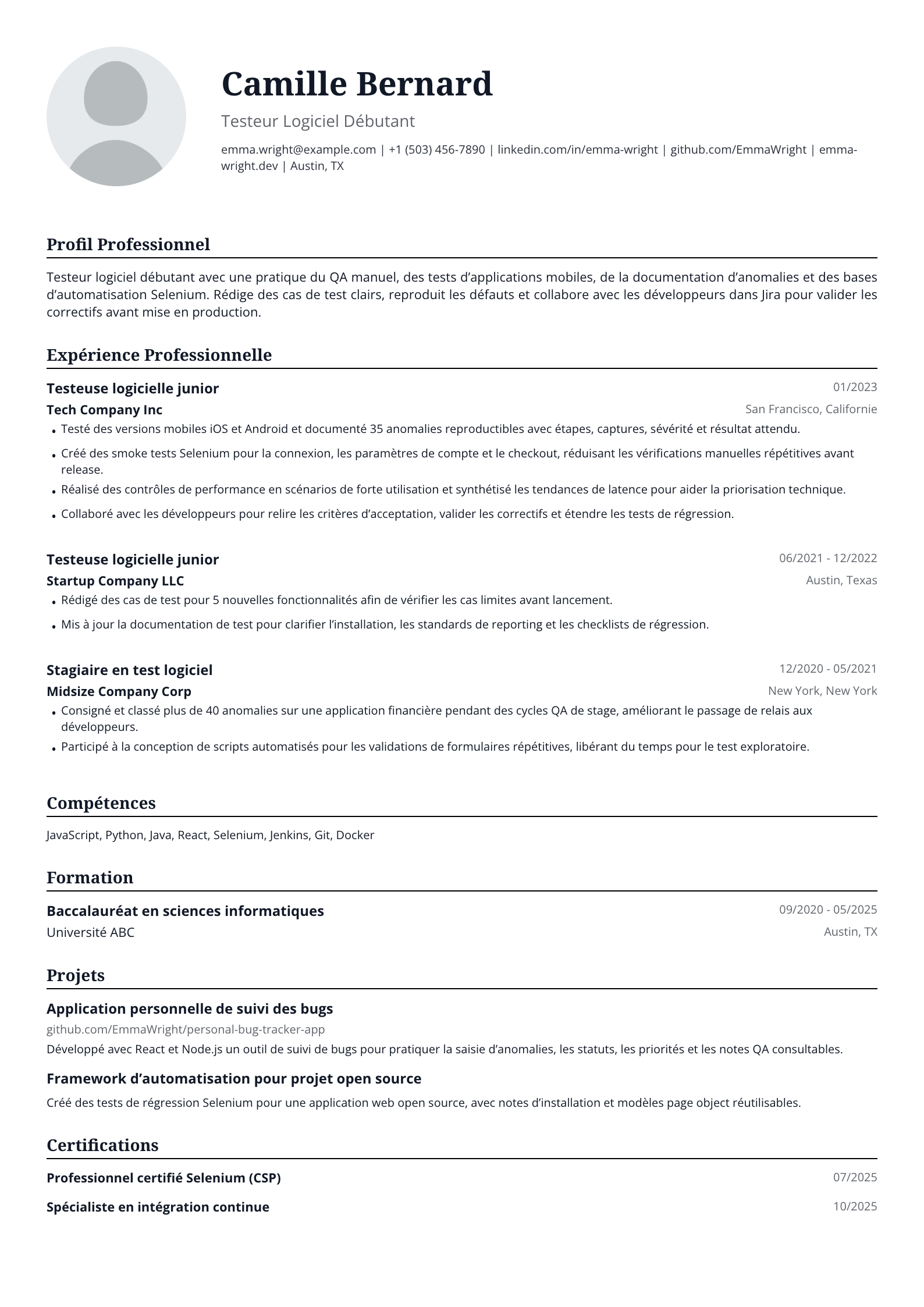 Testeur Logiciel Débutant