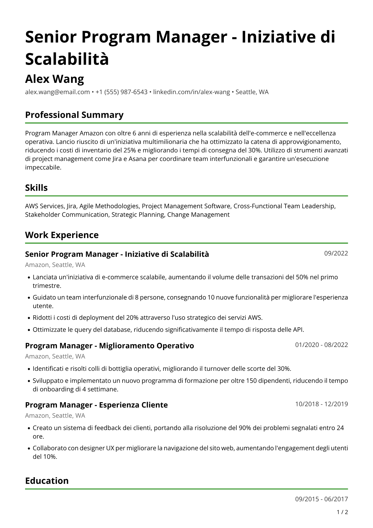 Program Manager Amazon