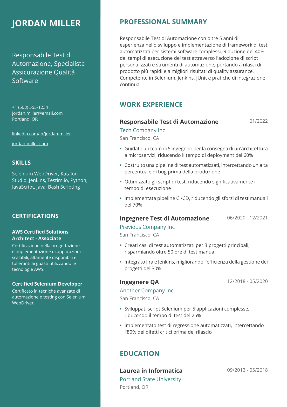 Responsabile test di automazione