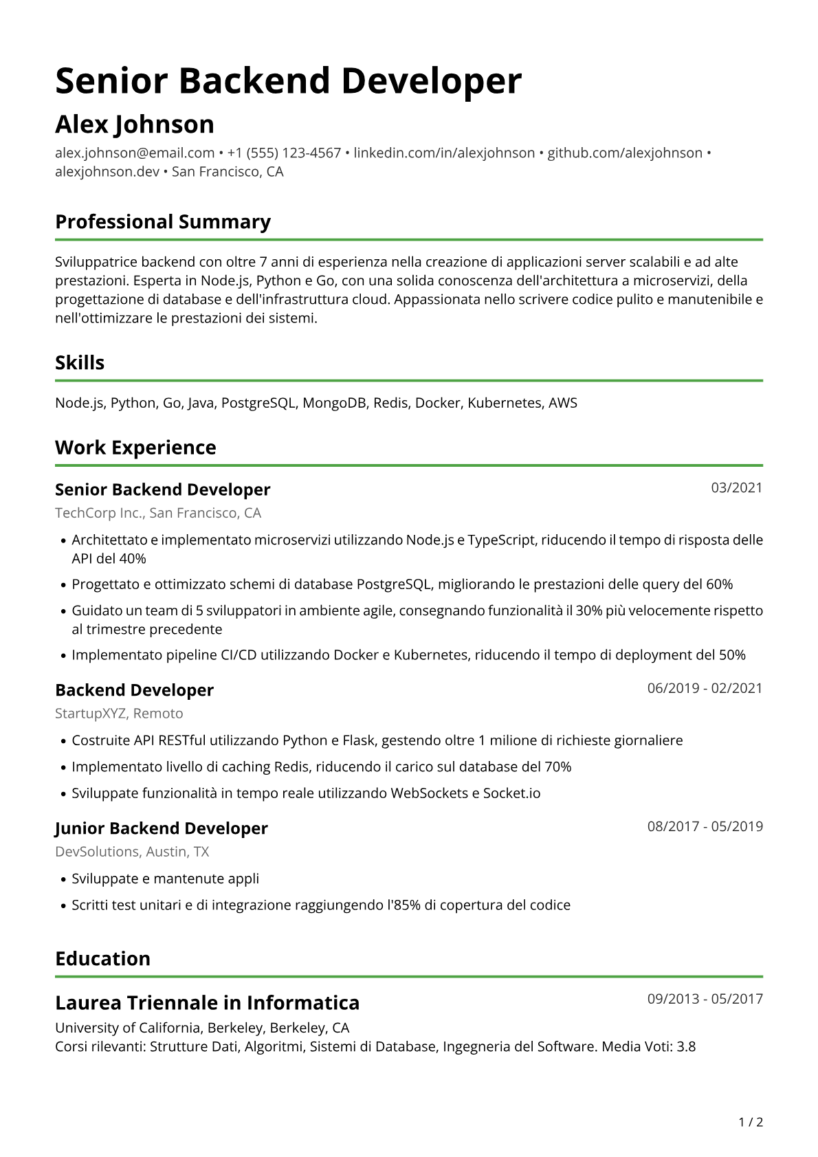 Sviluppatrice Backend