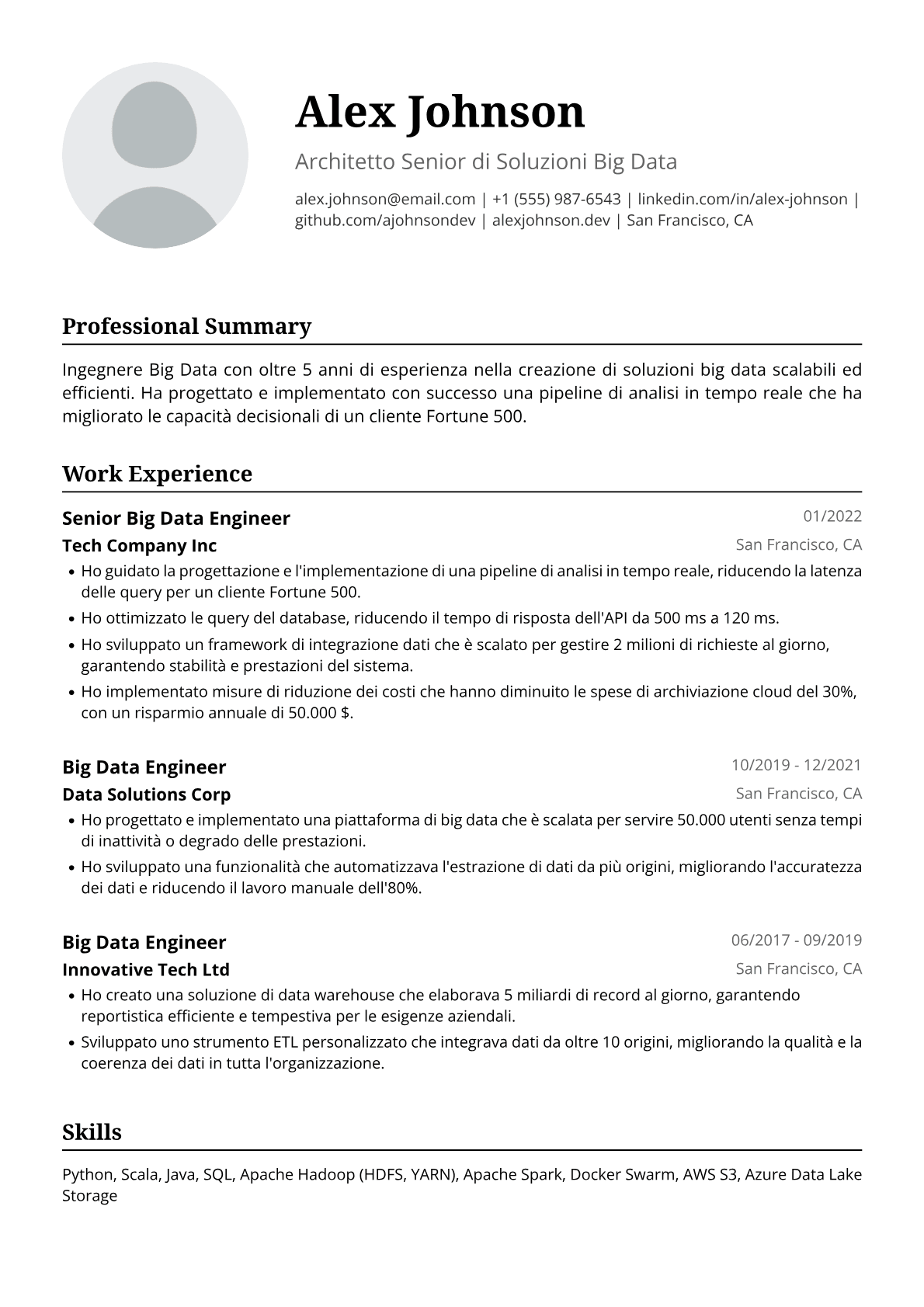 Ingegnere Big Data