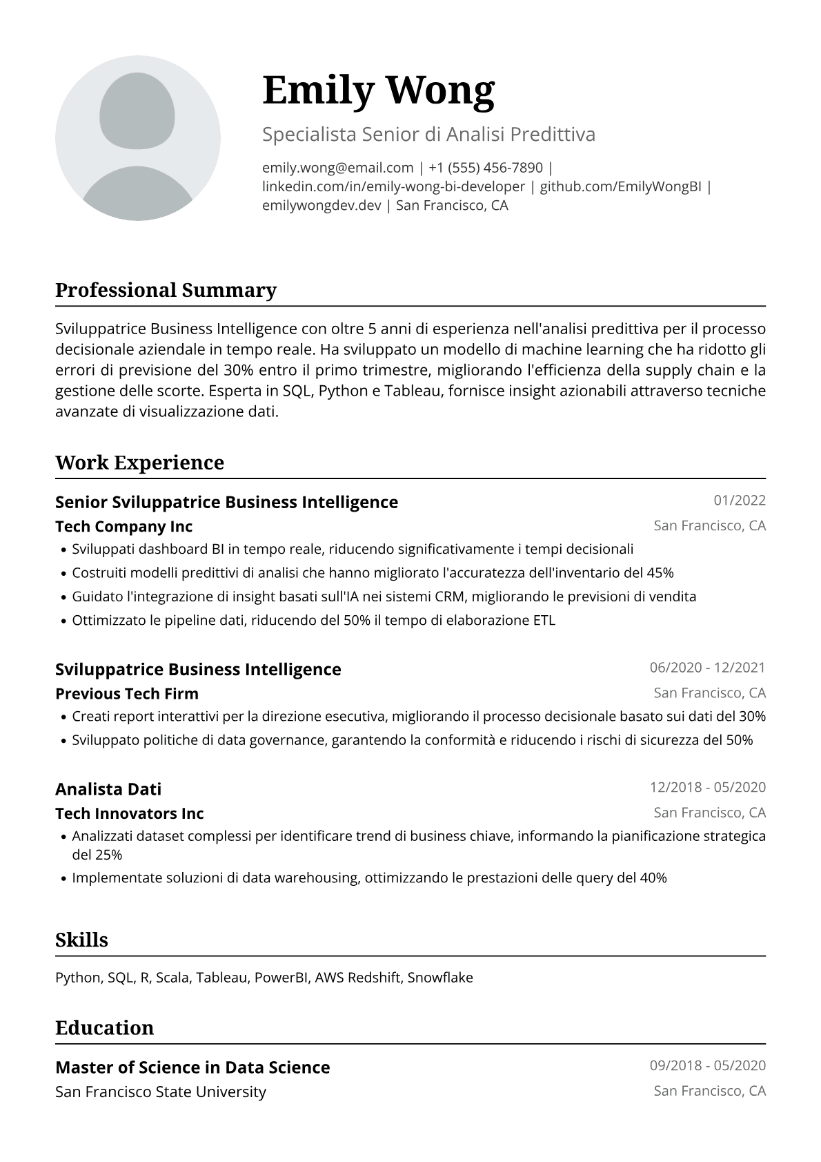 Sviluppatrice Business Intelligence